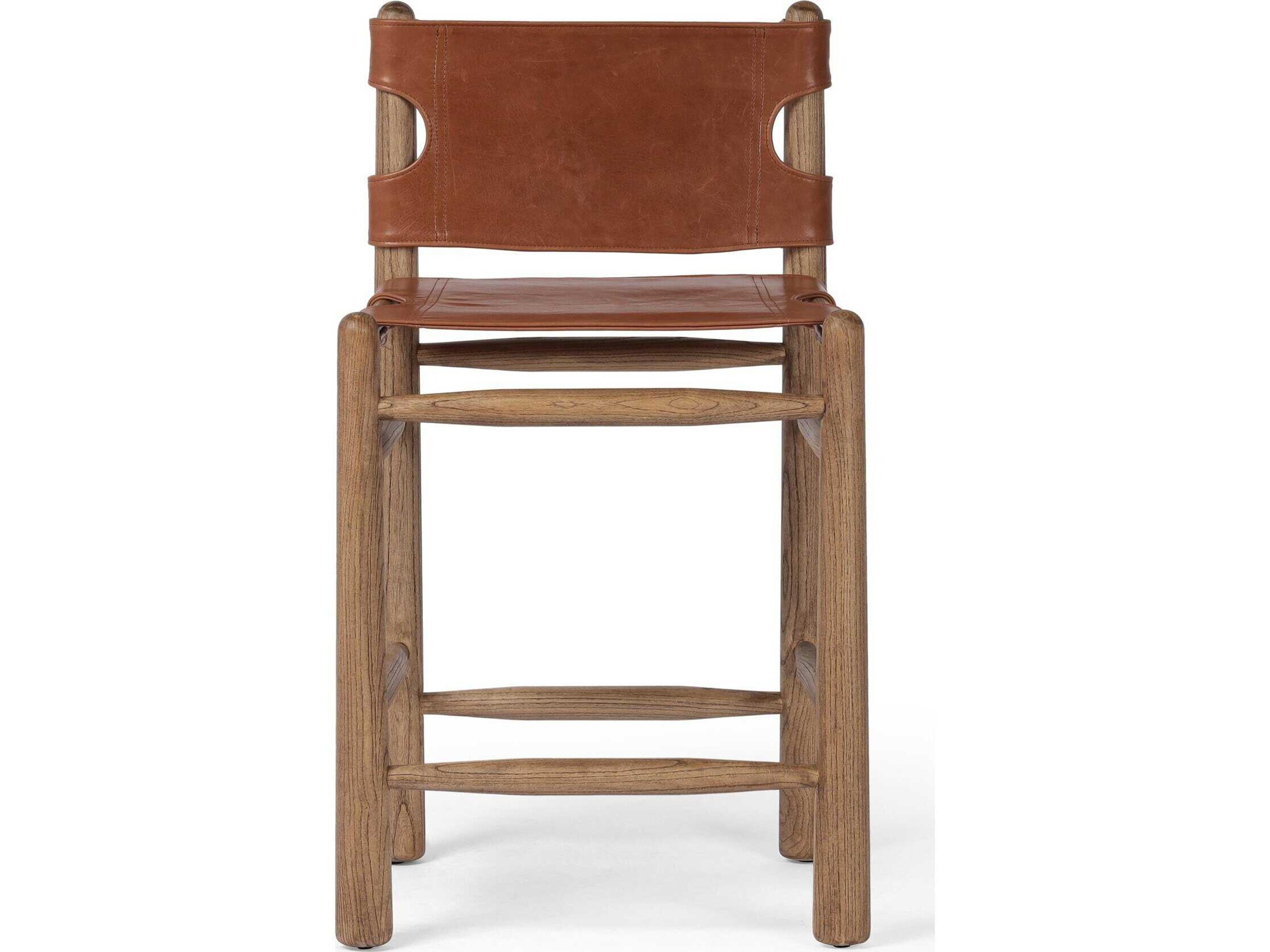 Luxecor Globetrotter Nino Leather Solid Wood Dakota Tobacco Toasted Nettlewood Counter Stool