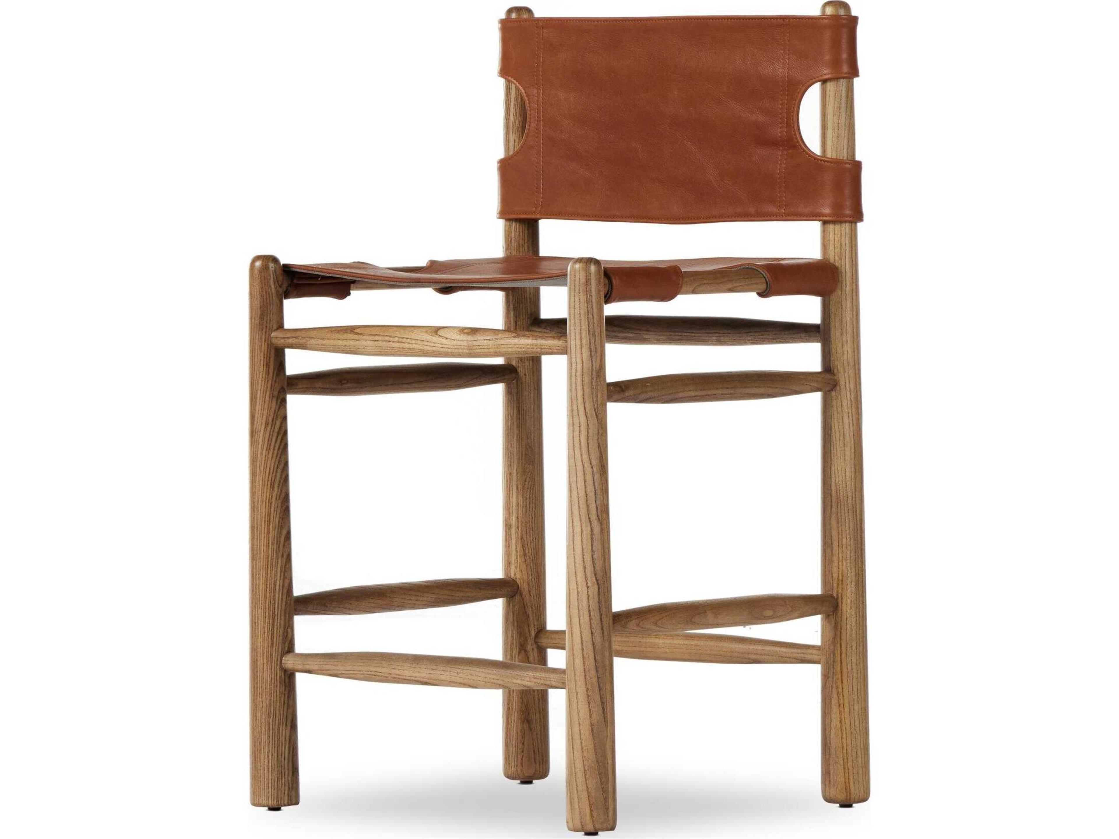 Luxecor Globetrotter Nino Leather Solid Wood Dakota Tobacco Toasted Nettlewood Counter Stool