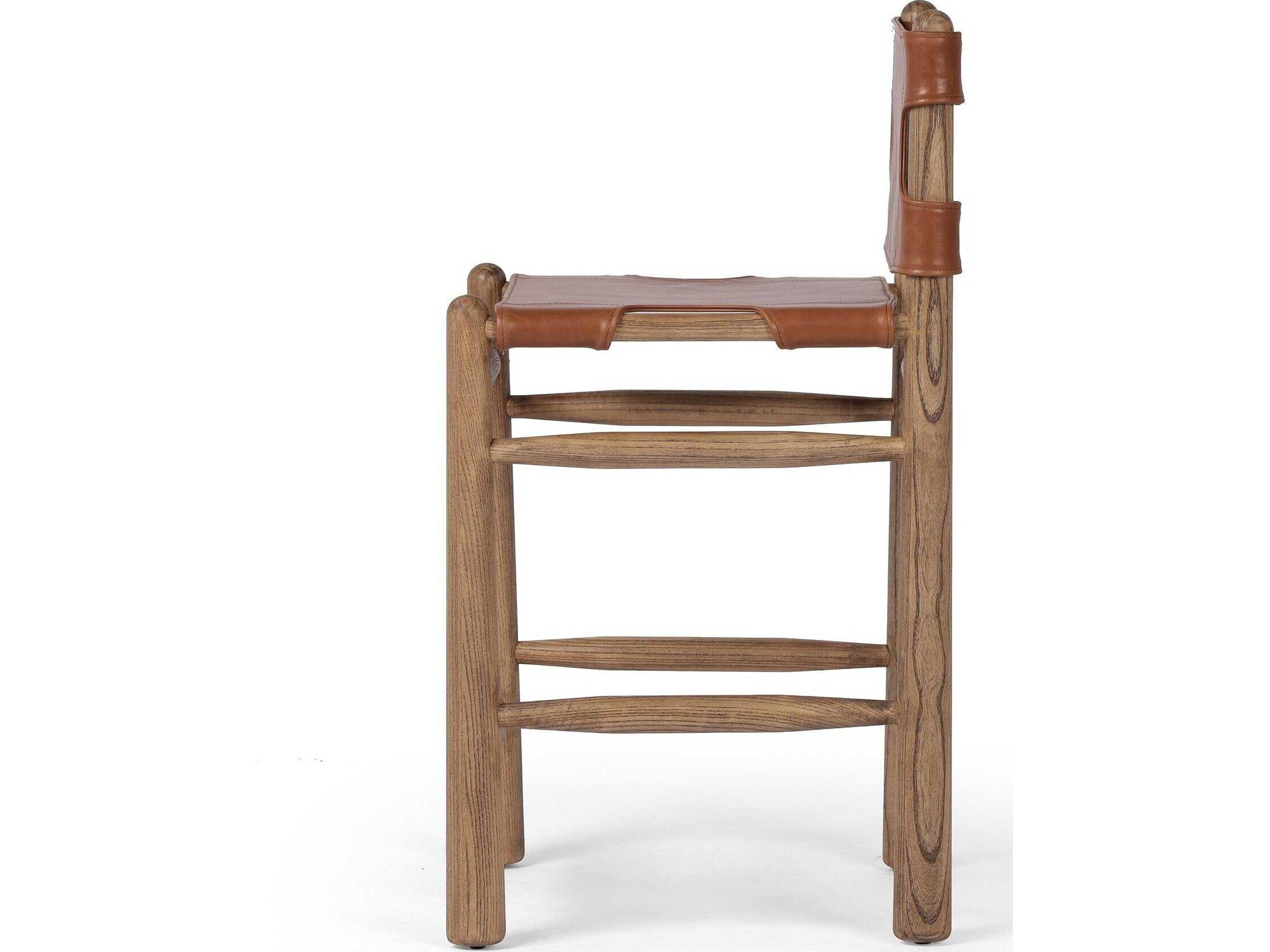 Luxecor Globetrotter Nino Leather Solid Wood Dakota Tobacco Toasted Nettlewood Counter Stool