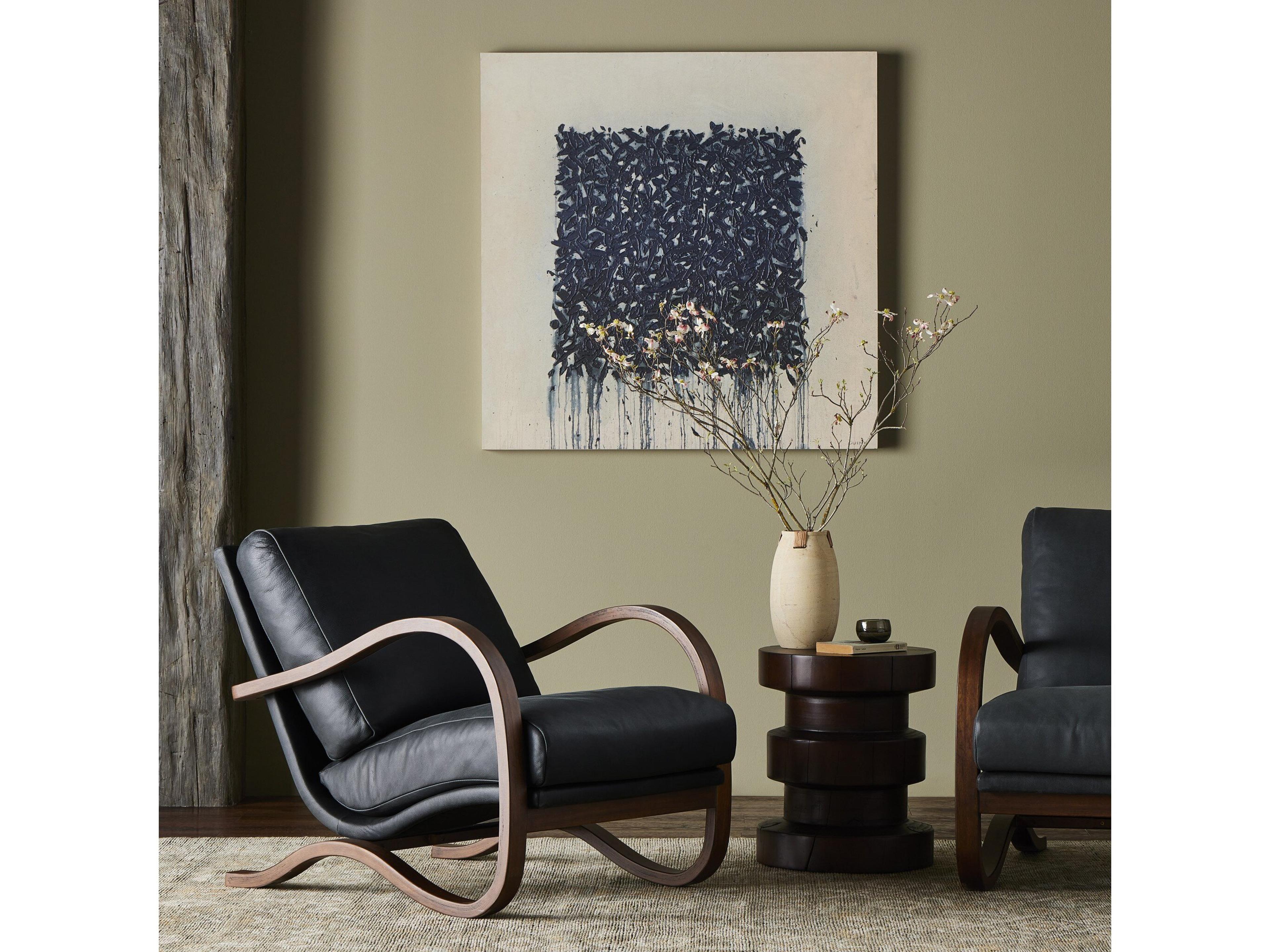 Four Hands Bolton Paxon Black Leather Accent Chair