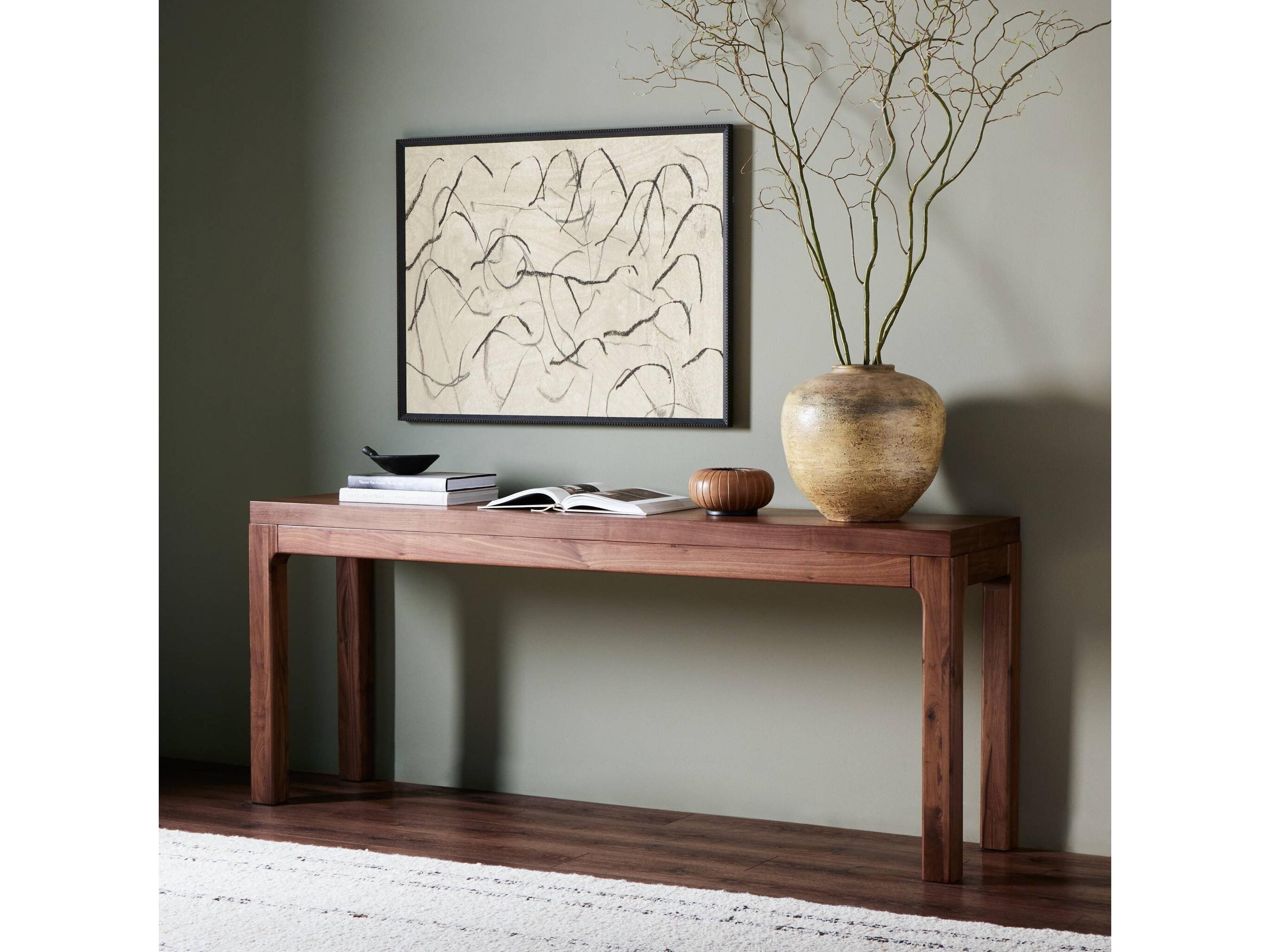 Four Hands Wallis Arturo Rectangular Wood Natural Walnut Veneer Console Table