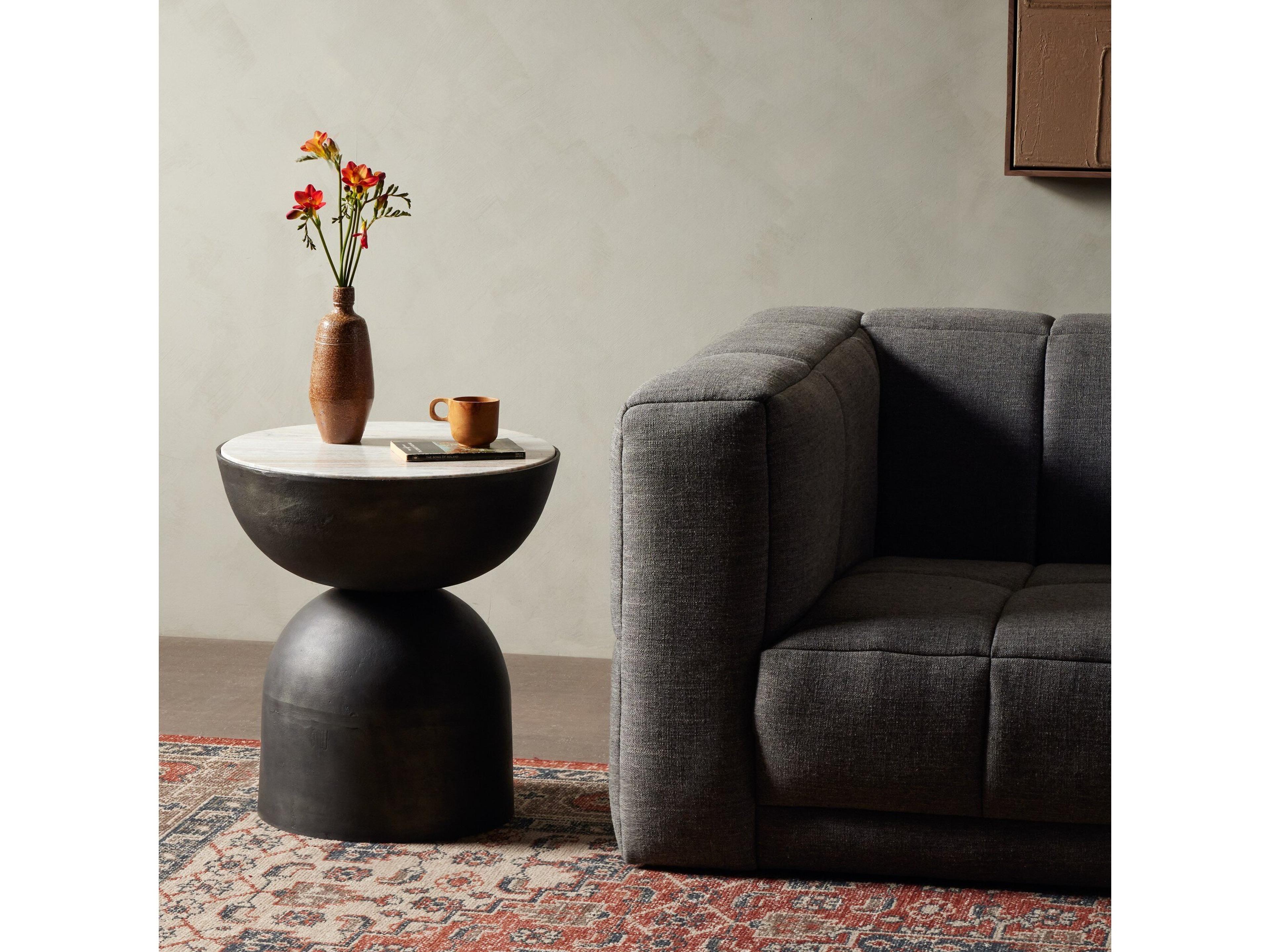 Four Hands Marlow Corbett Creamy Taupe Marble End Table