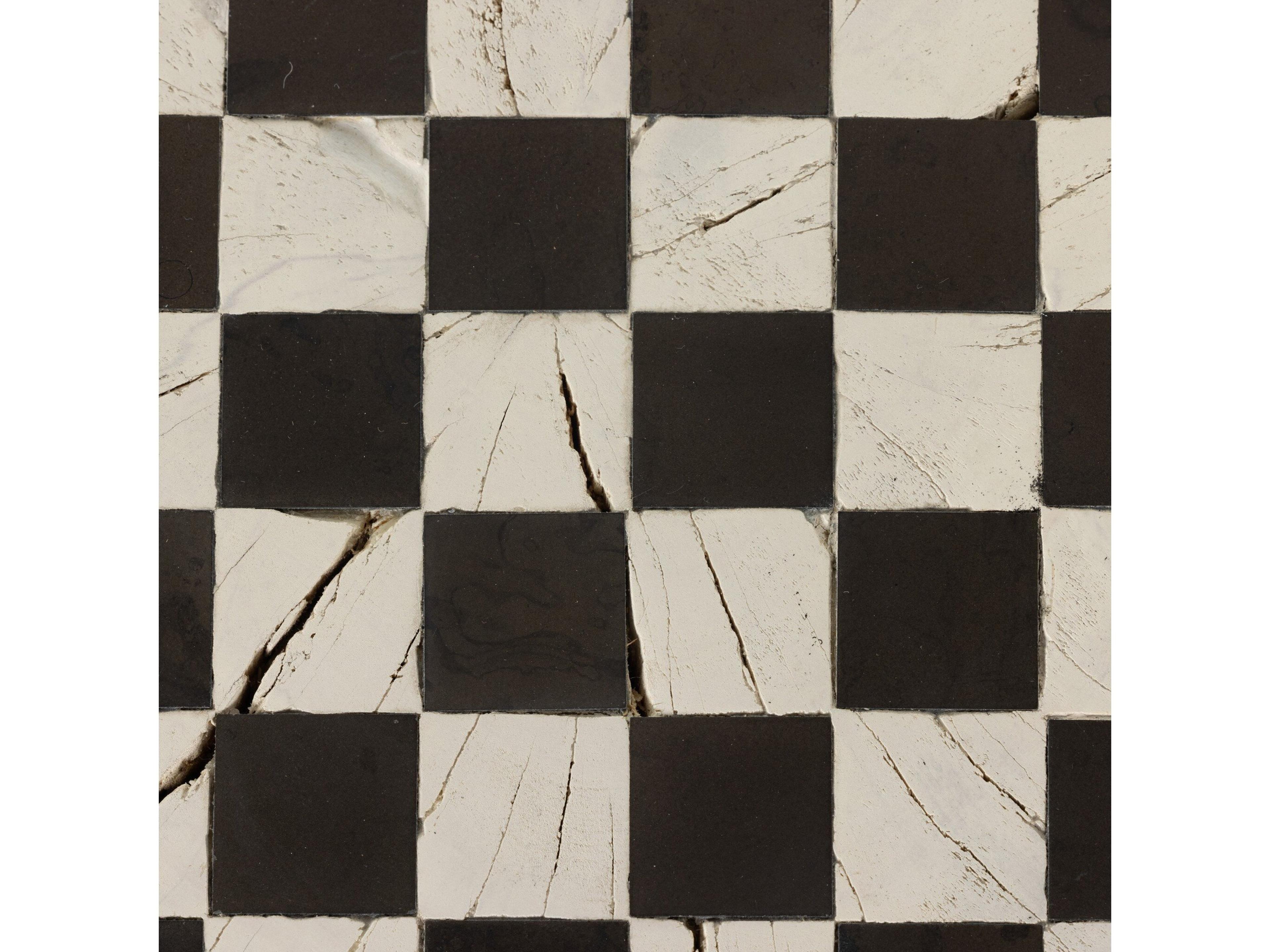 Four Hands Wesson Chess Round Wood Ivory End Table