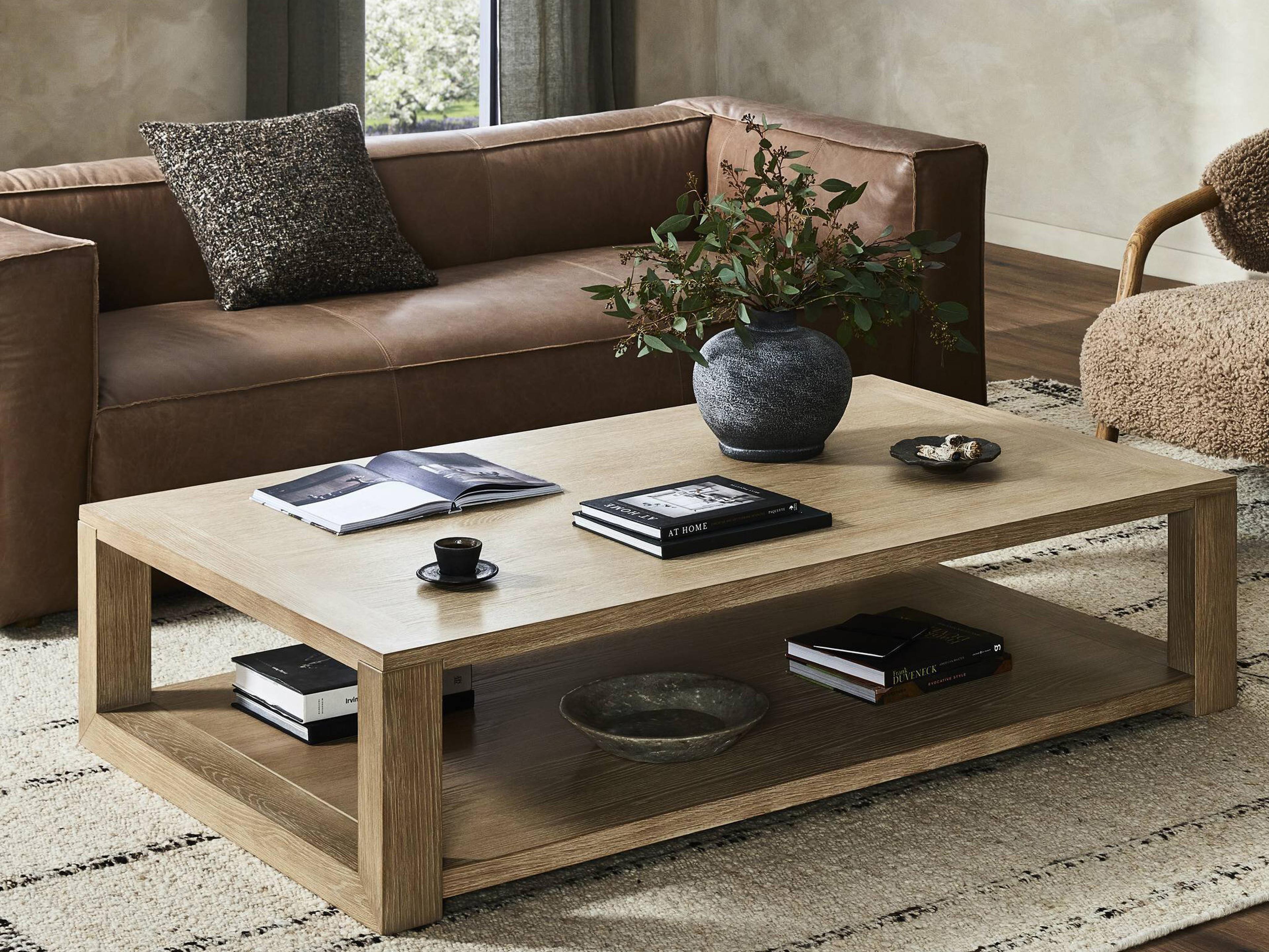 Four Hands Irondale Thomas Rectangular Wood Bleached Oak Veneer Solid Coffee Table