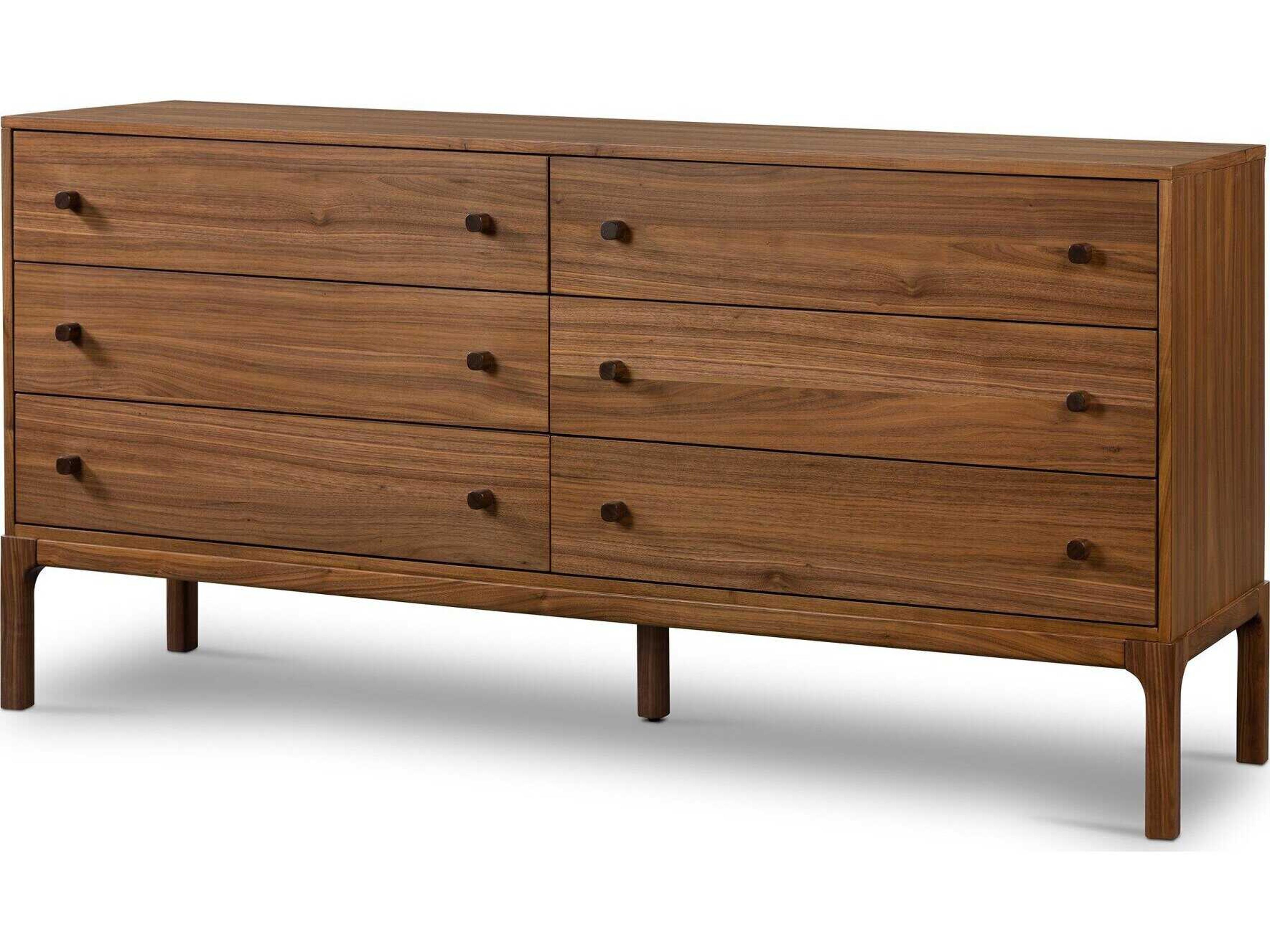 Wallis Arturo 6-Drawers Brown Walnut Wood Double Dresser