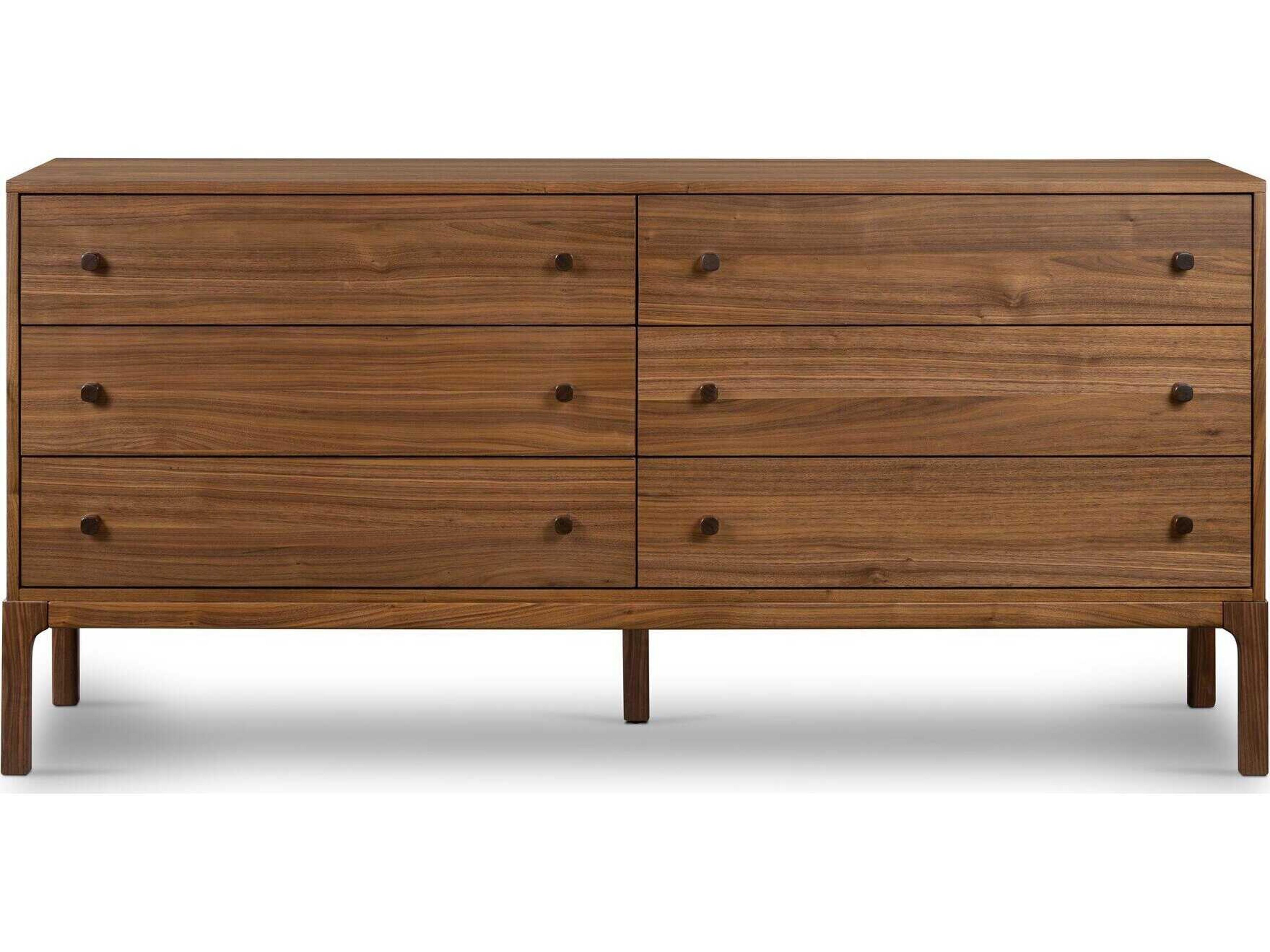 Four Hands Wallis Arturo 6-Drawers Brown Walnut Wood Double Dresser