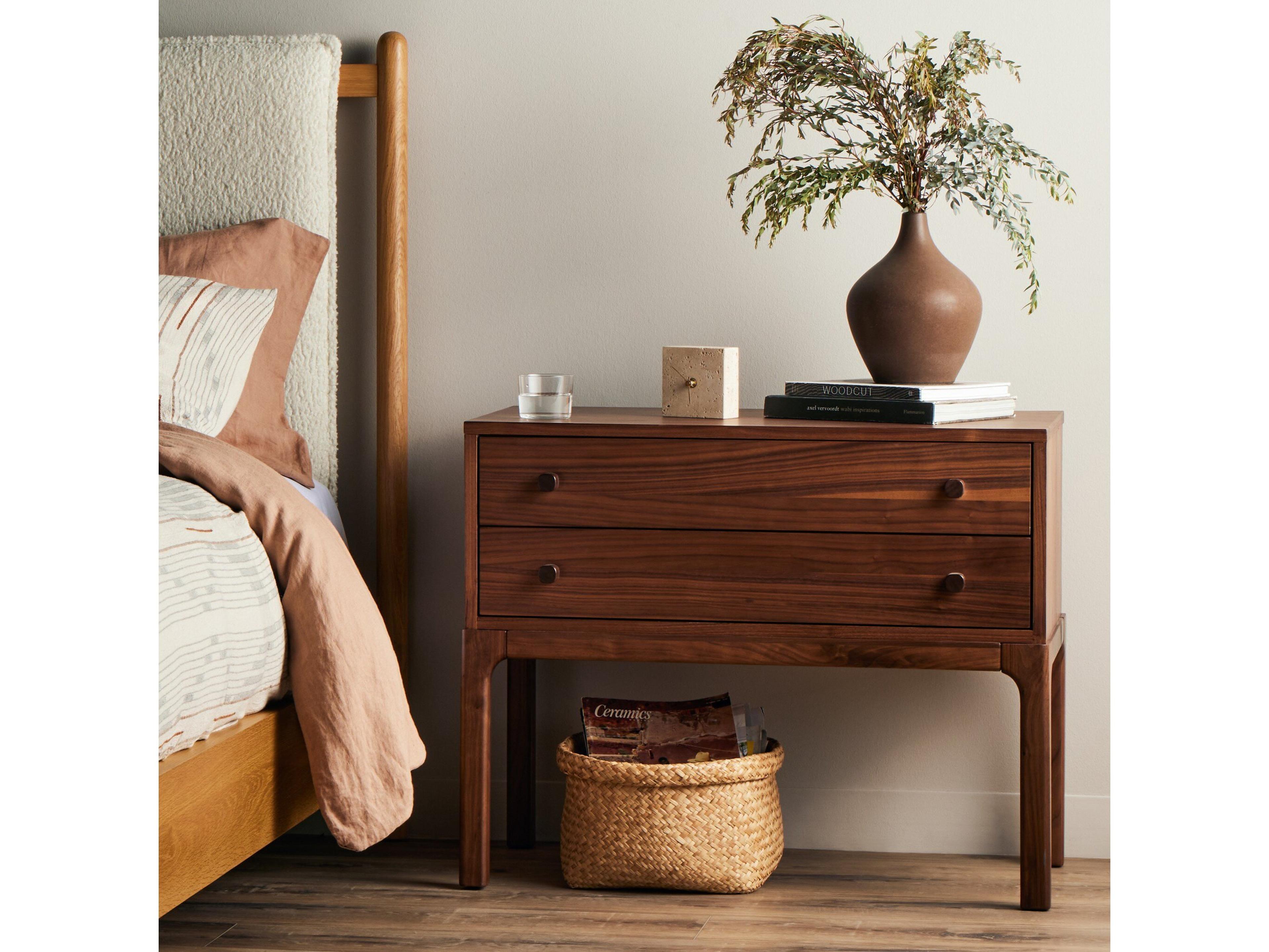 Four Hands Wallis Arturo 2-Drawers Brown Walnut Wood Nightstand