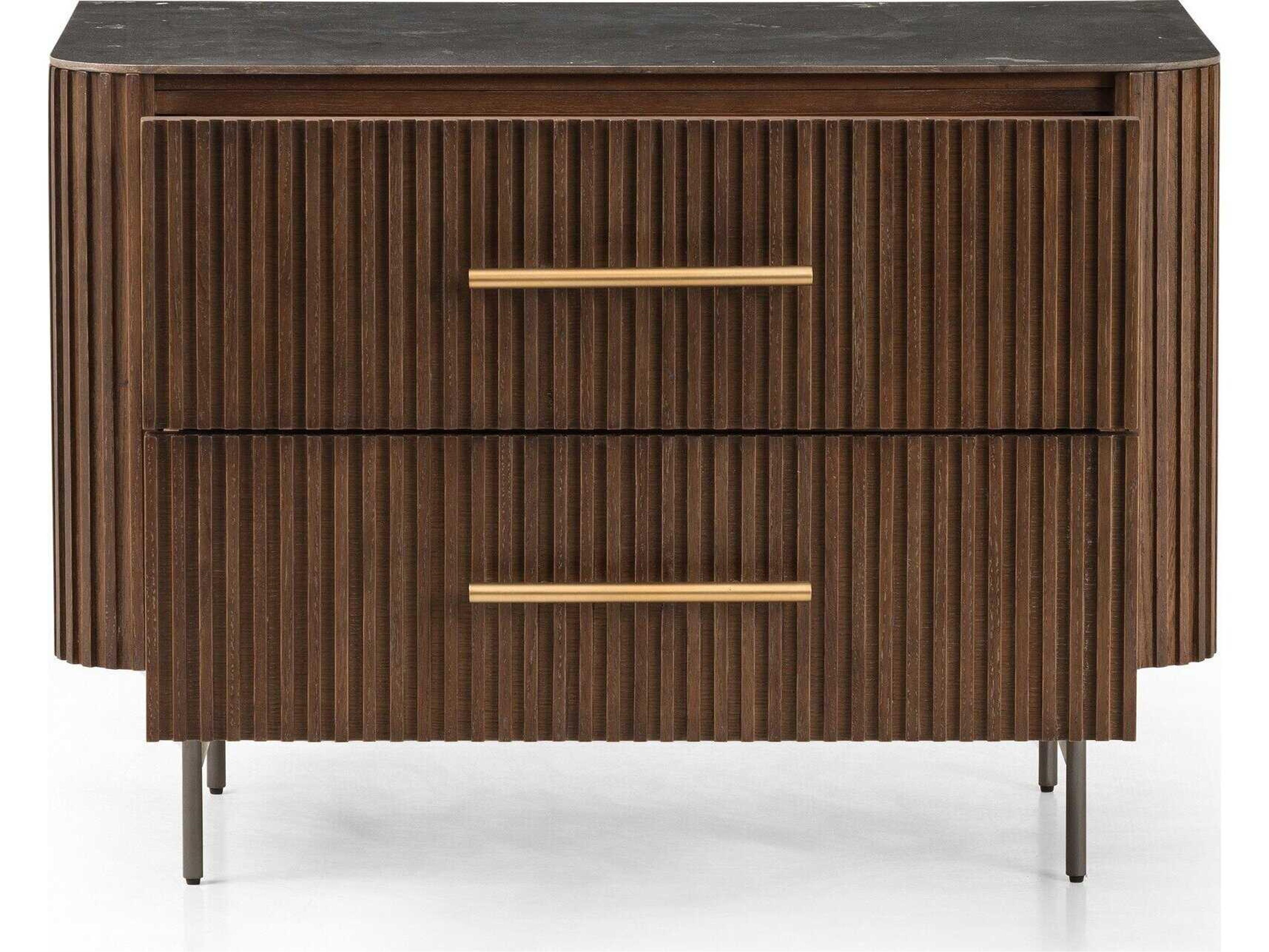 Four Hands Collins Fletcher Bluestone Oak Wood Large Nightstand