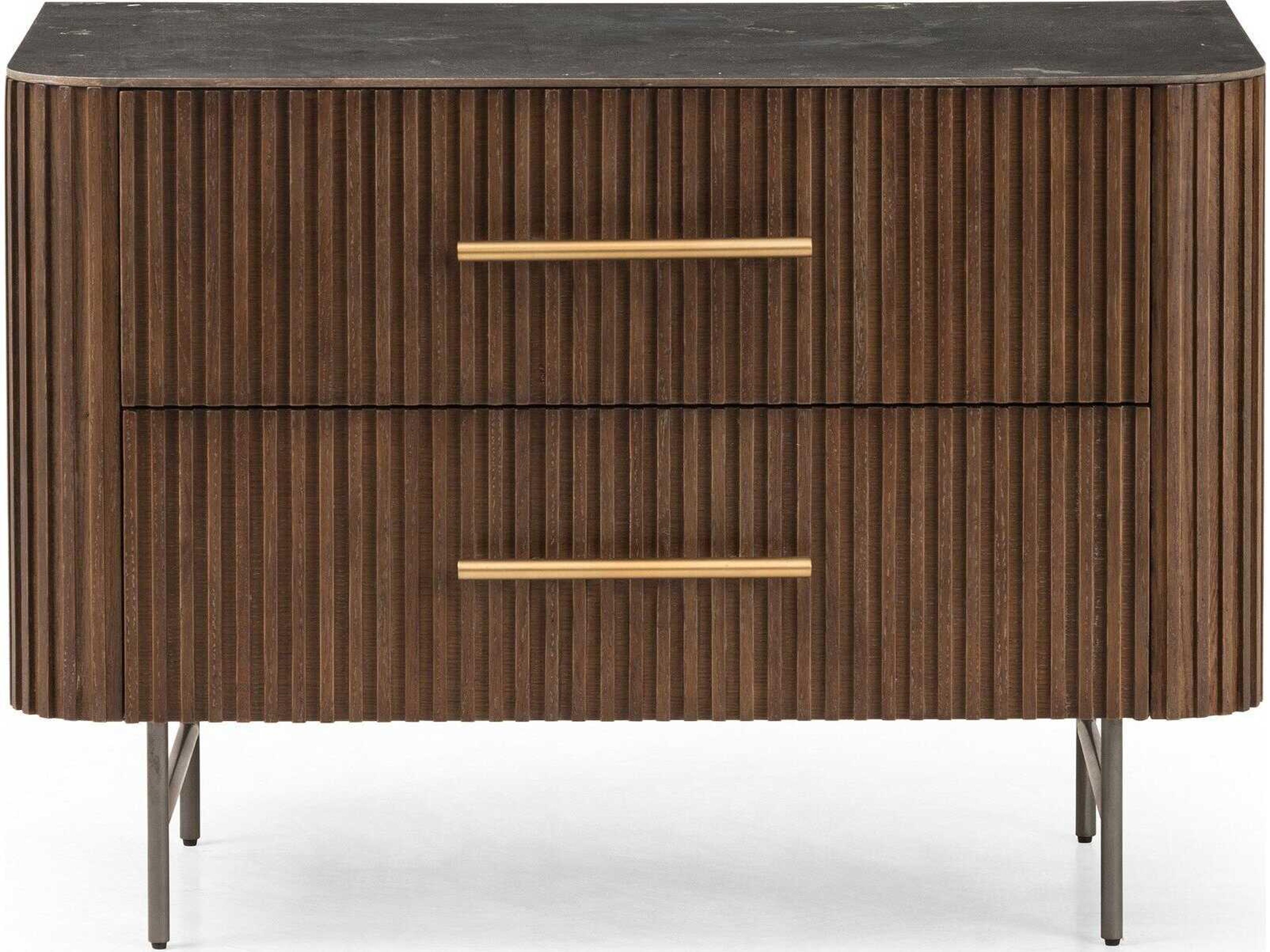 Four Hands Collins Fletcher Bluestone Oak Wood Large Nightstand