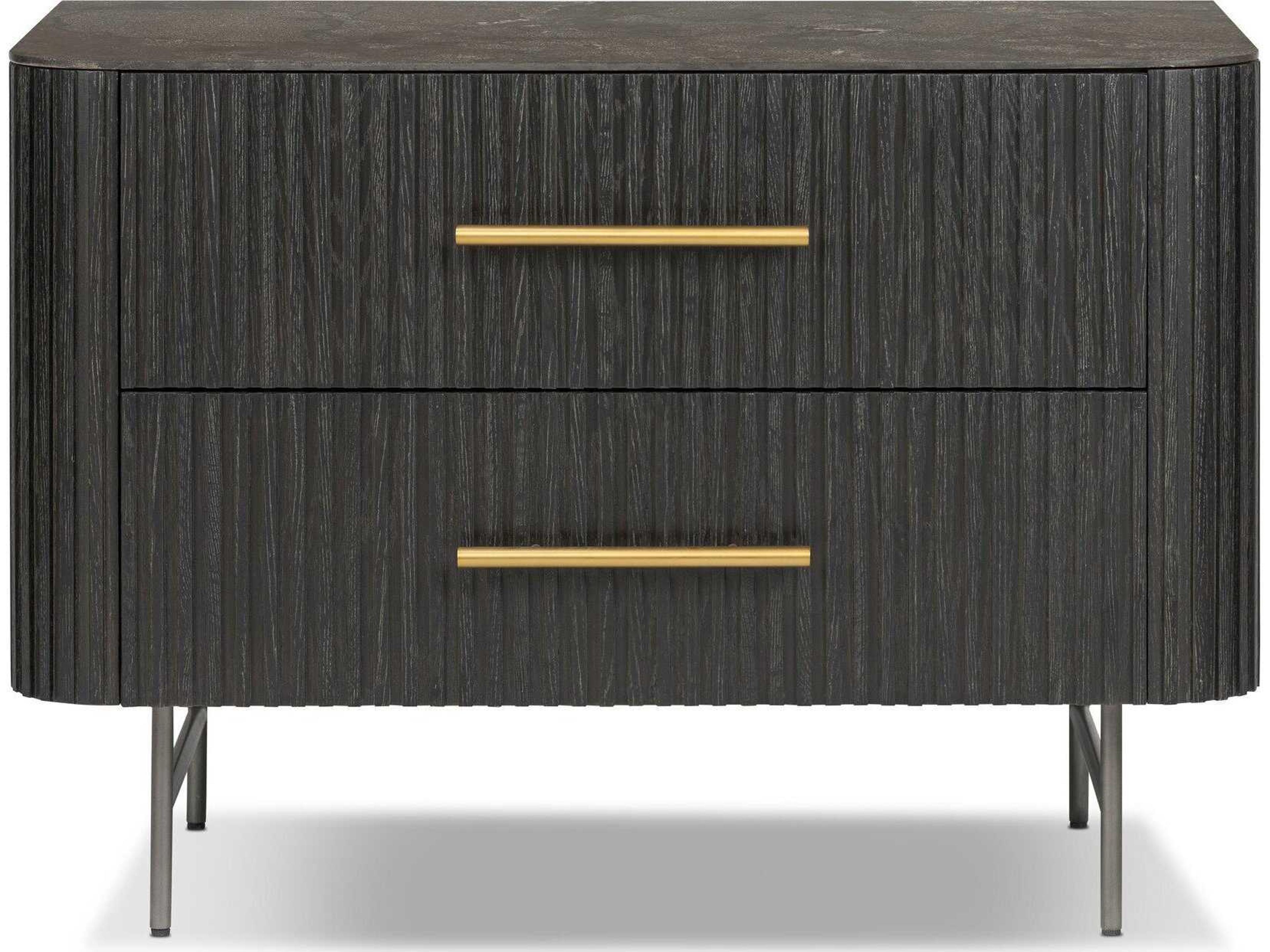 Four Hands Collins Fletcher Bluestone Oak Wood Large Nightstand
