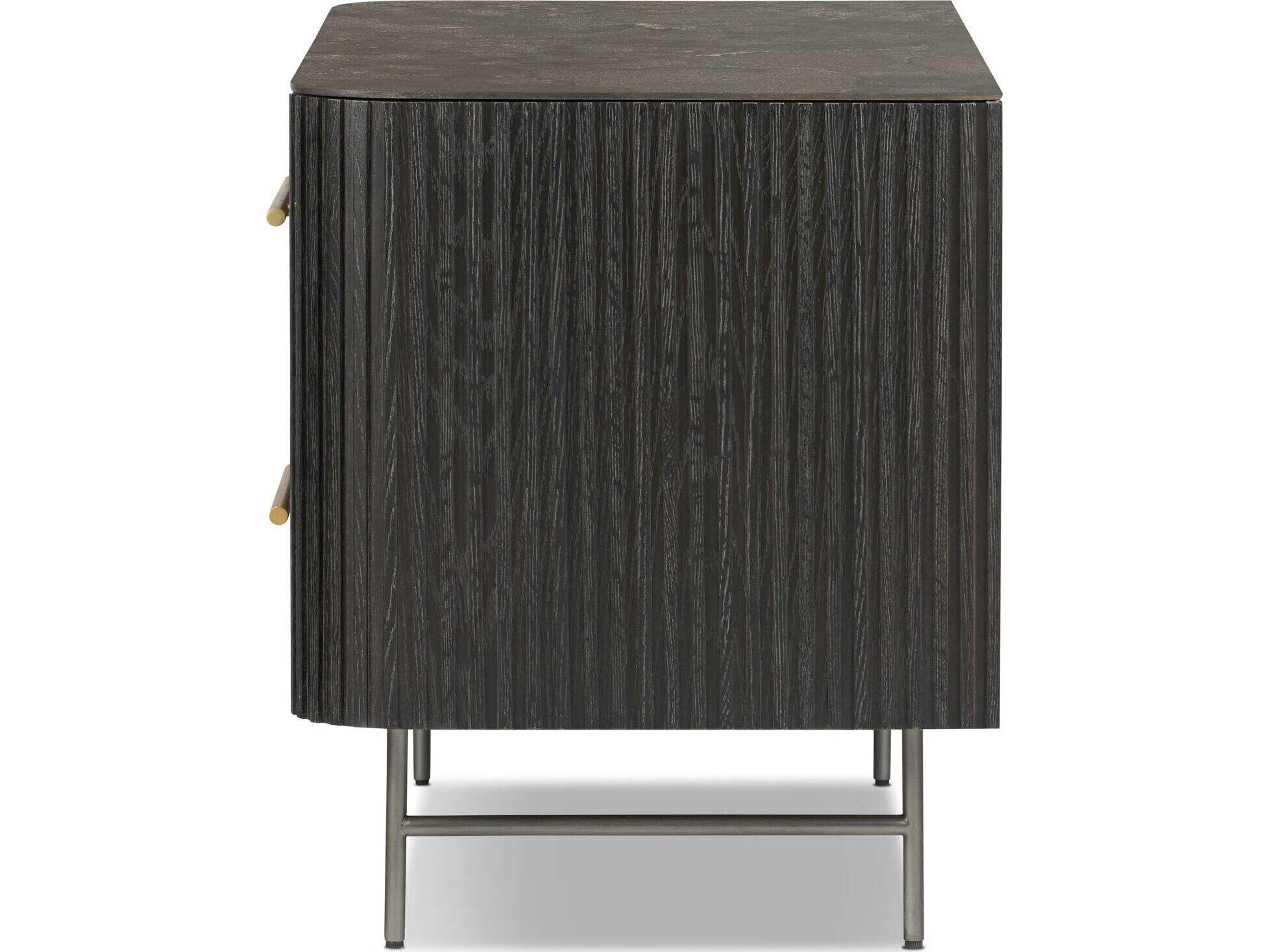 Four Hands Collins Fletcher Bluestone Oak Wood Large Nightstand