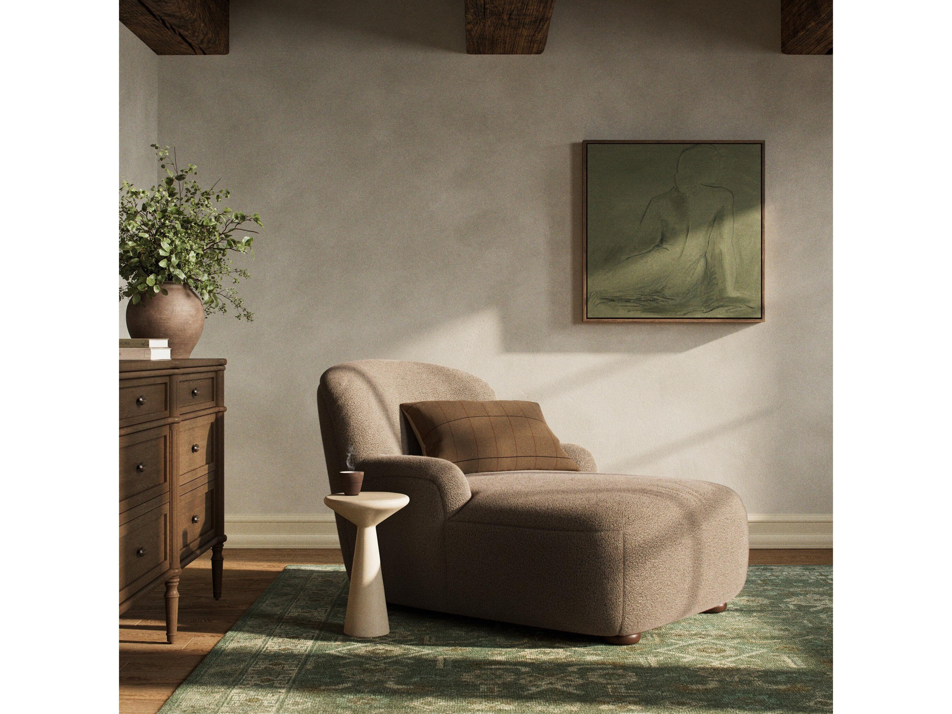 Four Hands Norwood Kadon Sheepskin Camel Chaise Lounge