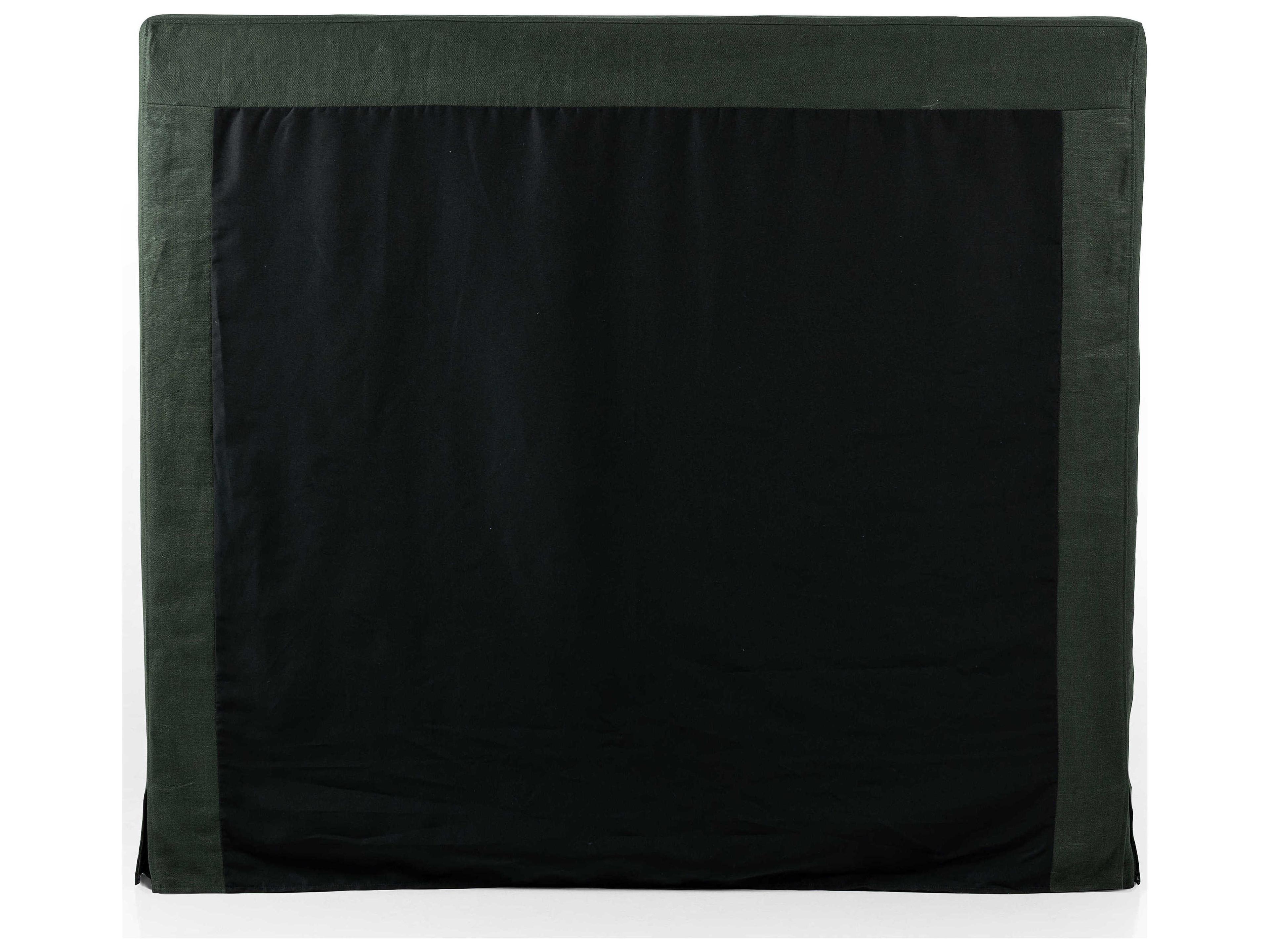 Four Hands Kensington Daphne Brussels Pine Green Parrawood Upholstered King Panel Bed