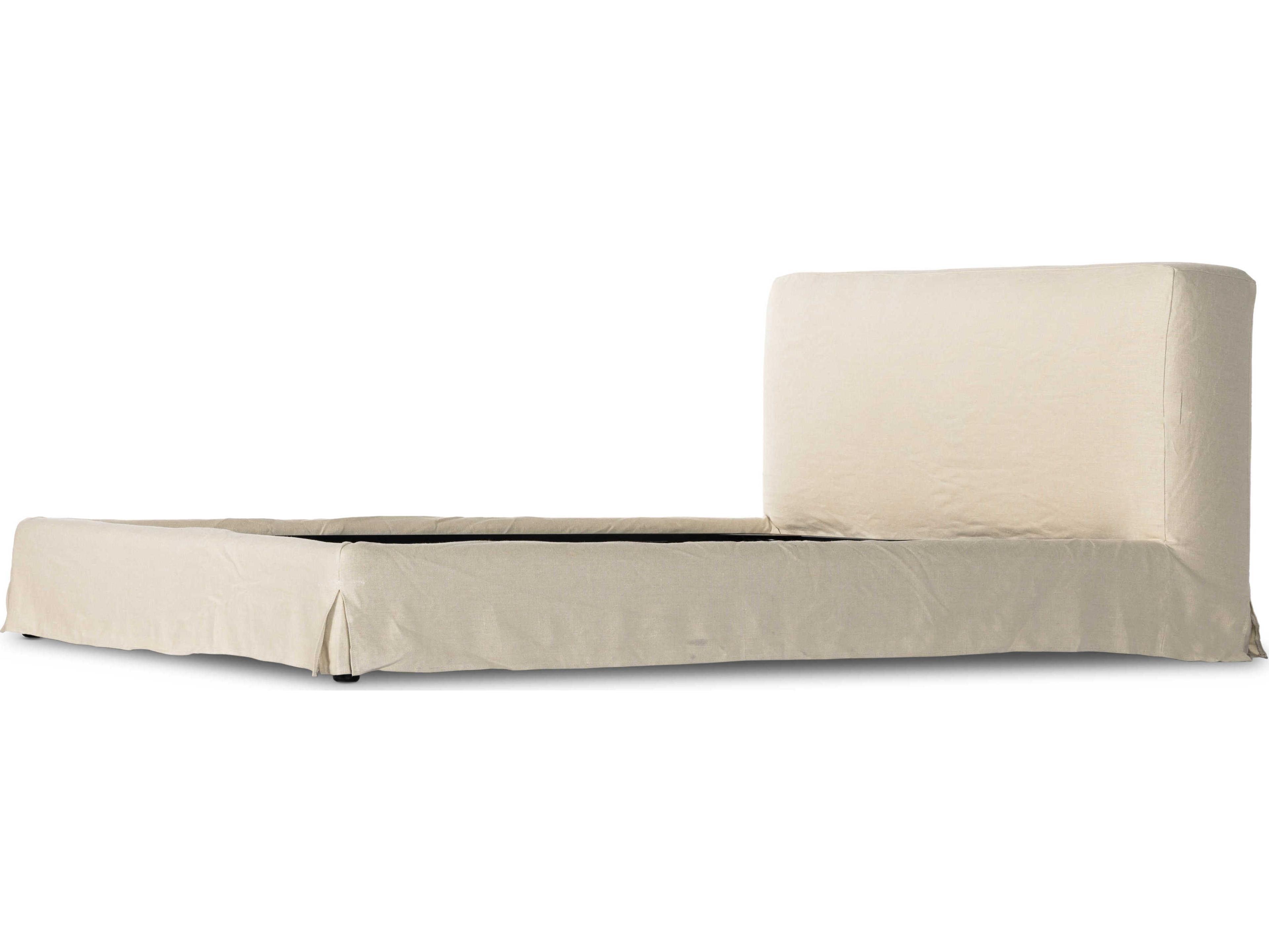 Four Hands Kensington Aidan Brussels Natural Beige Parrawood Upholstered Queen Platform Bed