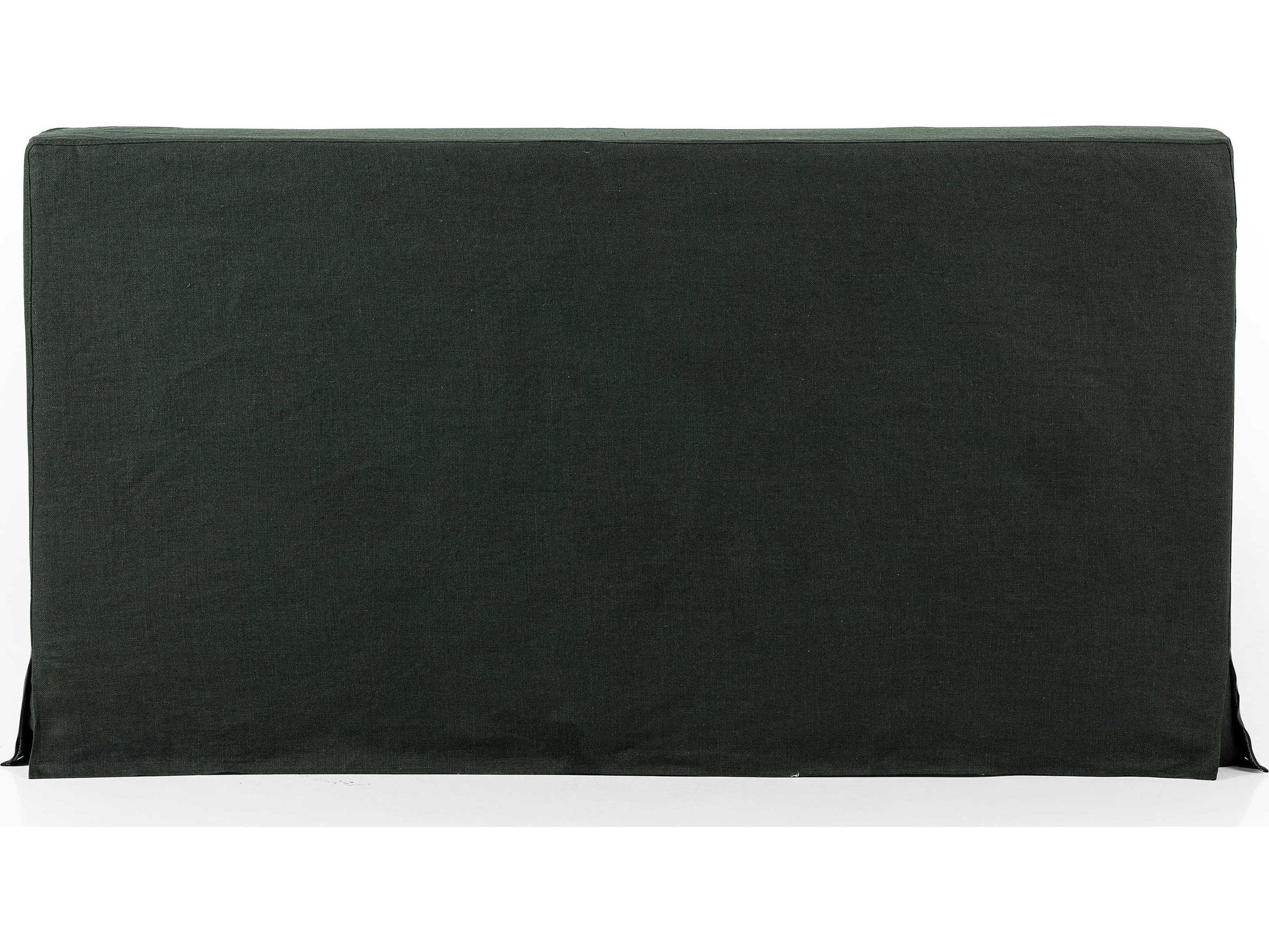 Four Hands Kensington Aidan Brussels Pine Green Parrawood Upholstered King Platform Bed