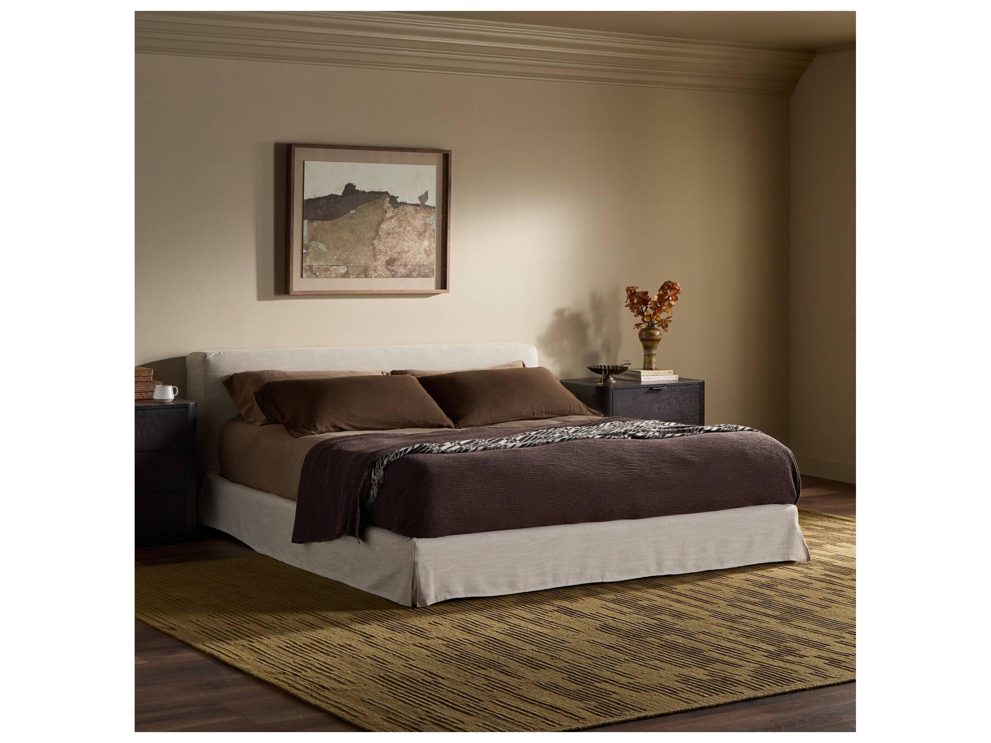 Four Hands Kensington Beige Upholstered Queen Platform Bed