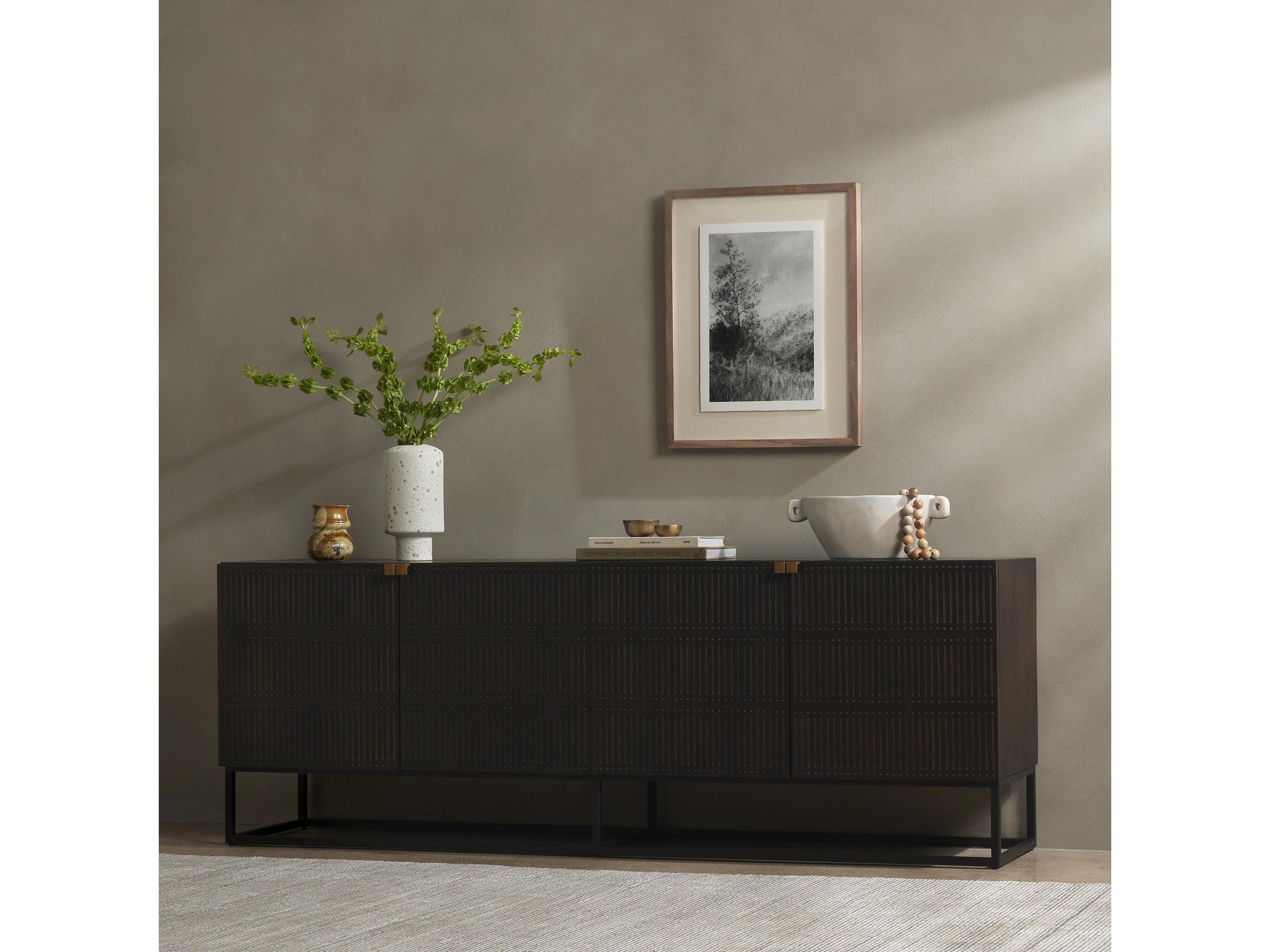 Four Hands Aiden Kelby Gunmetal  Closed Media Console