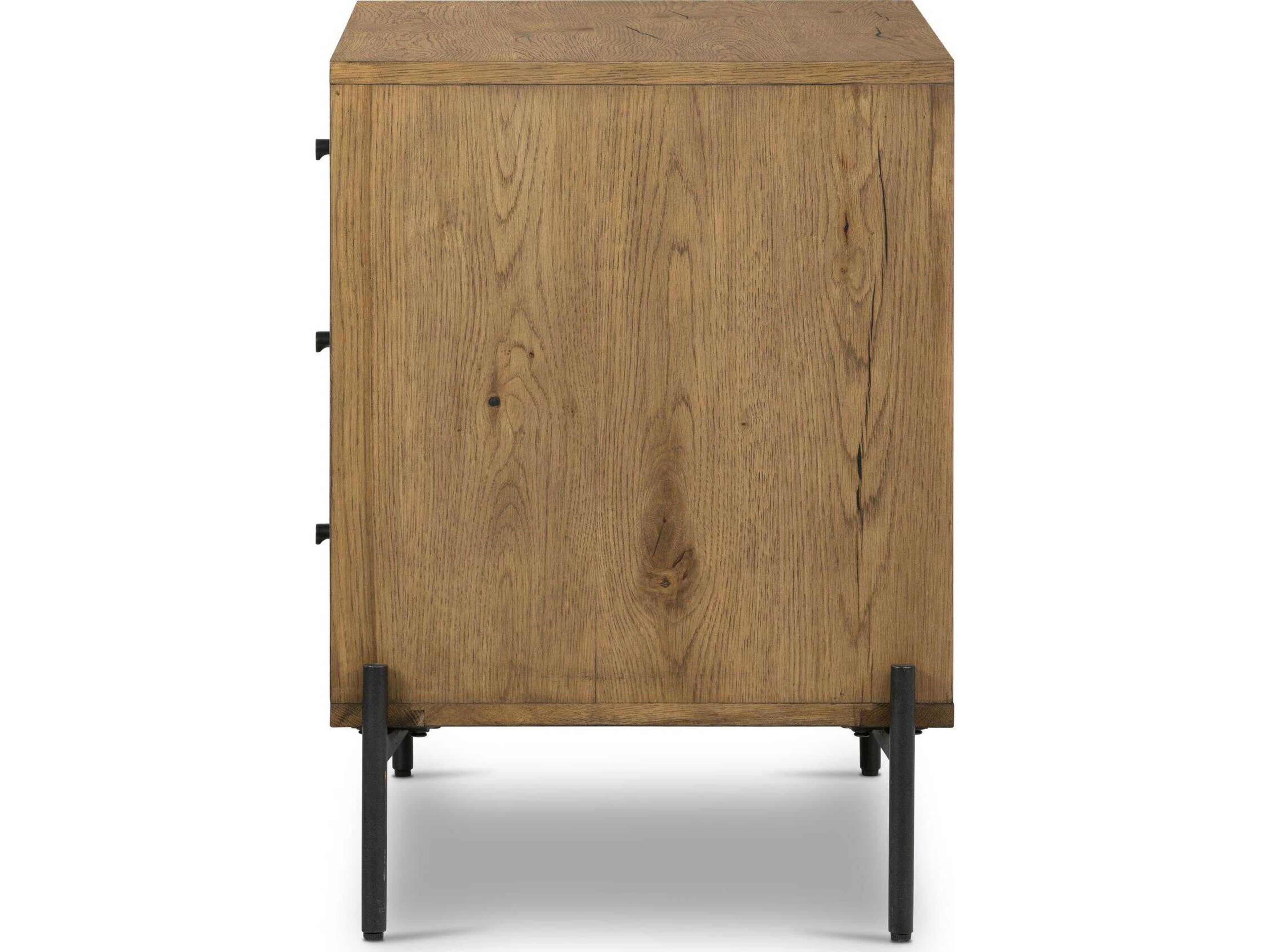 Four Hands Haiden Eaton 3-Drawers Brown Oak Wood Nightstand