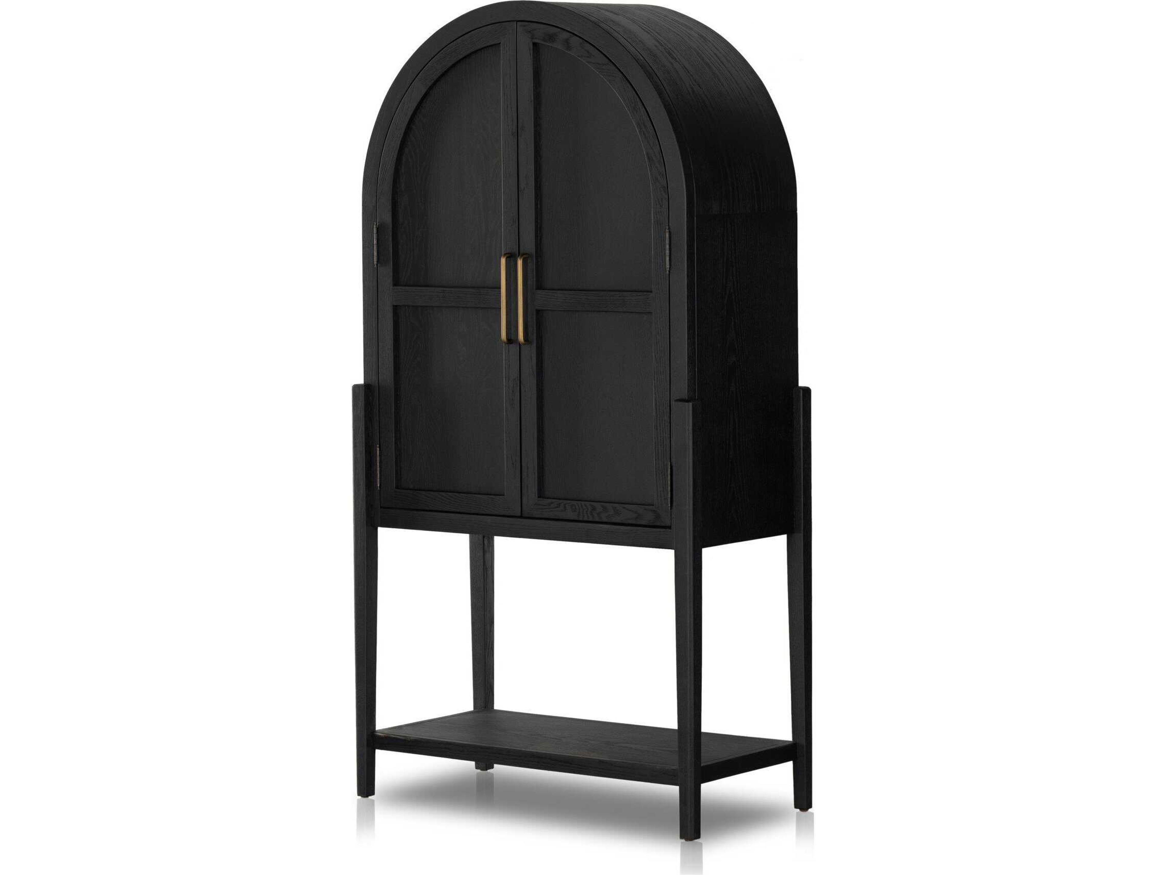 Irondale Black Oak Wood Bar Cabinet