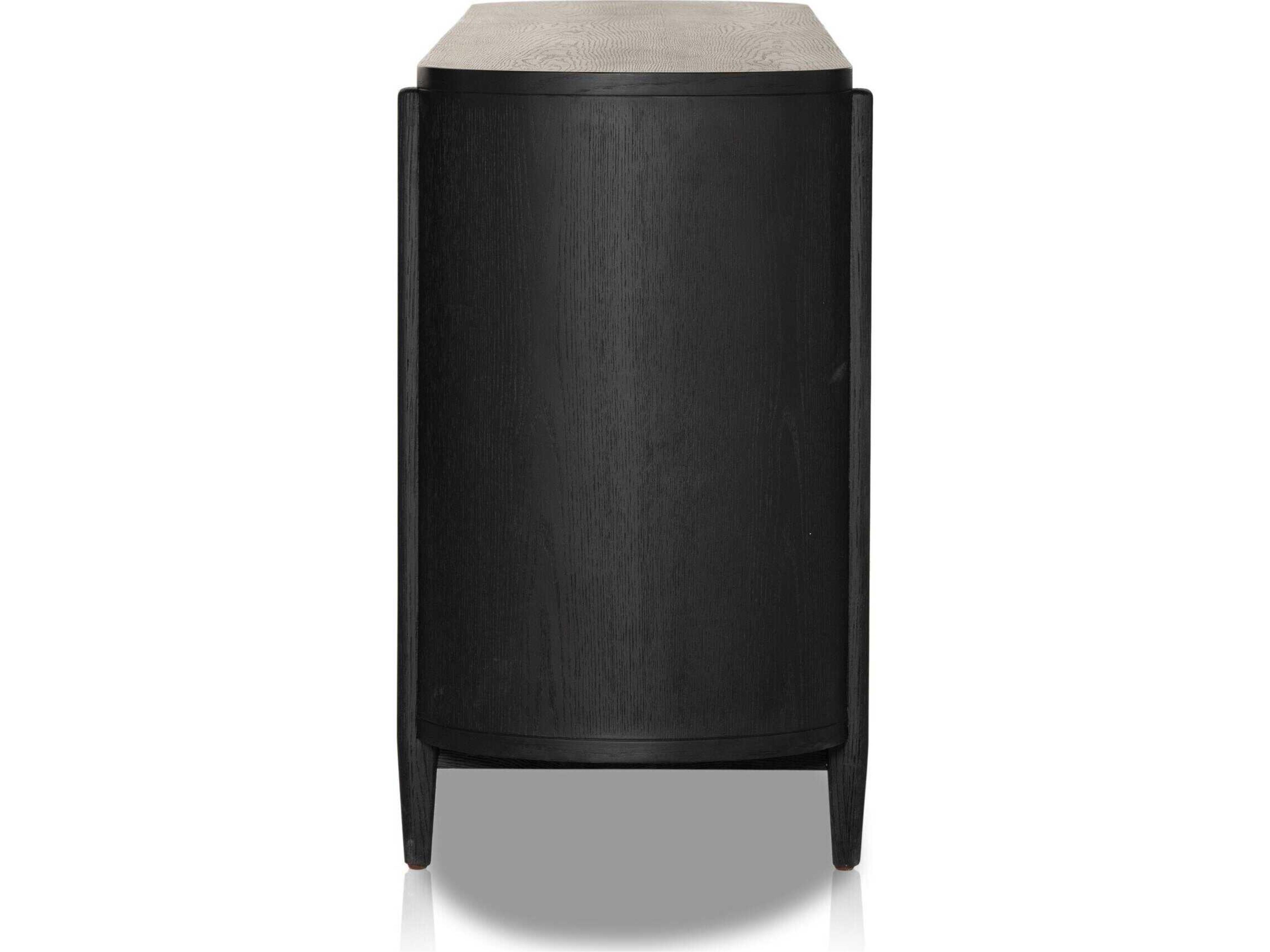 Luxecor Globetrotter Tolle 82" Oak Wood Antique Brass Drifted Black Sideboard