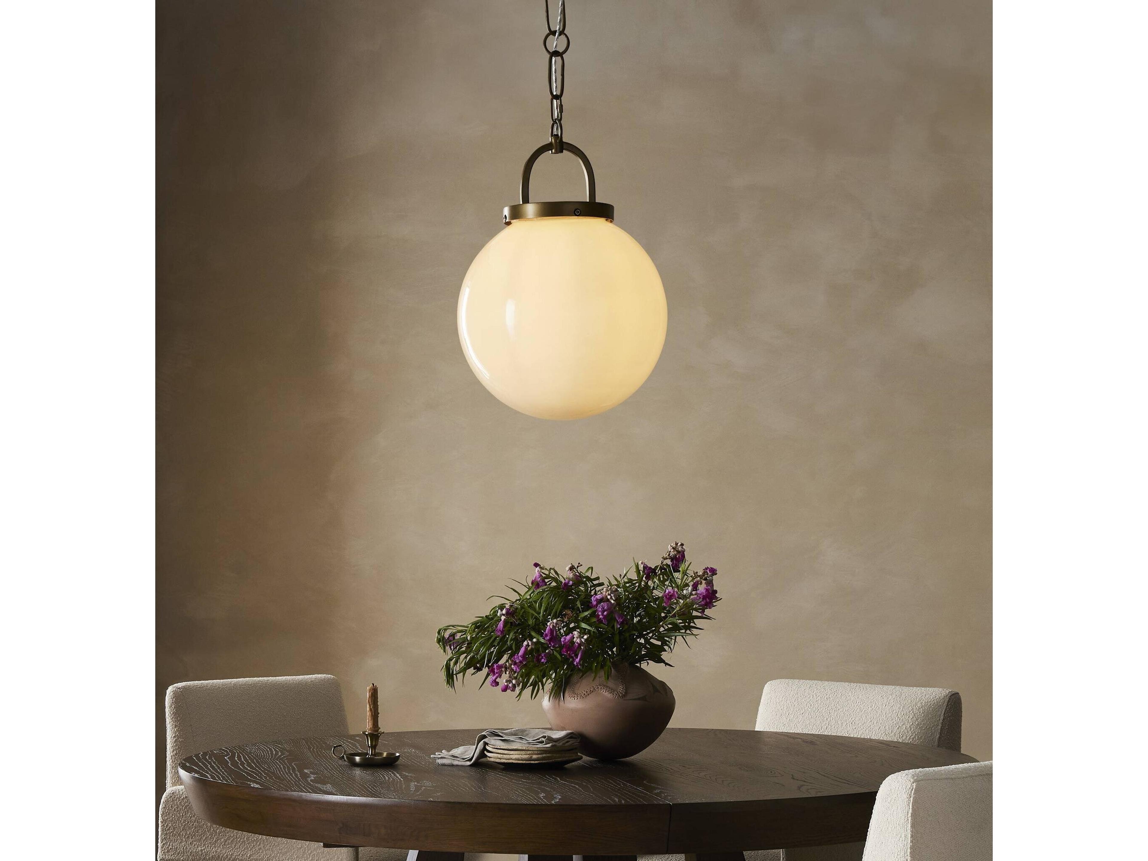 Four Hands Evelie White Globe Pendant