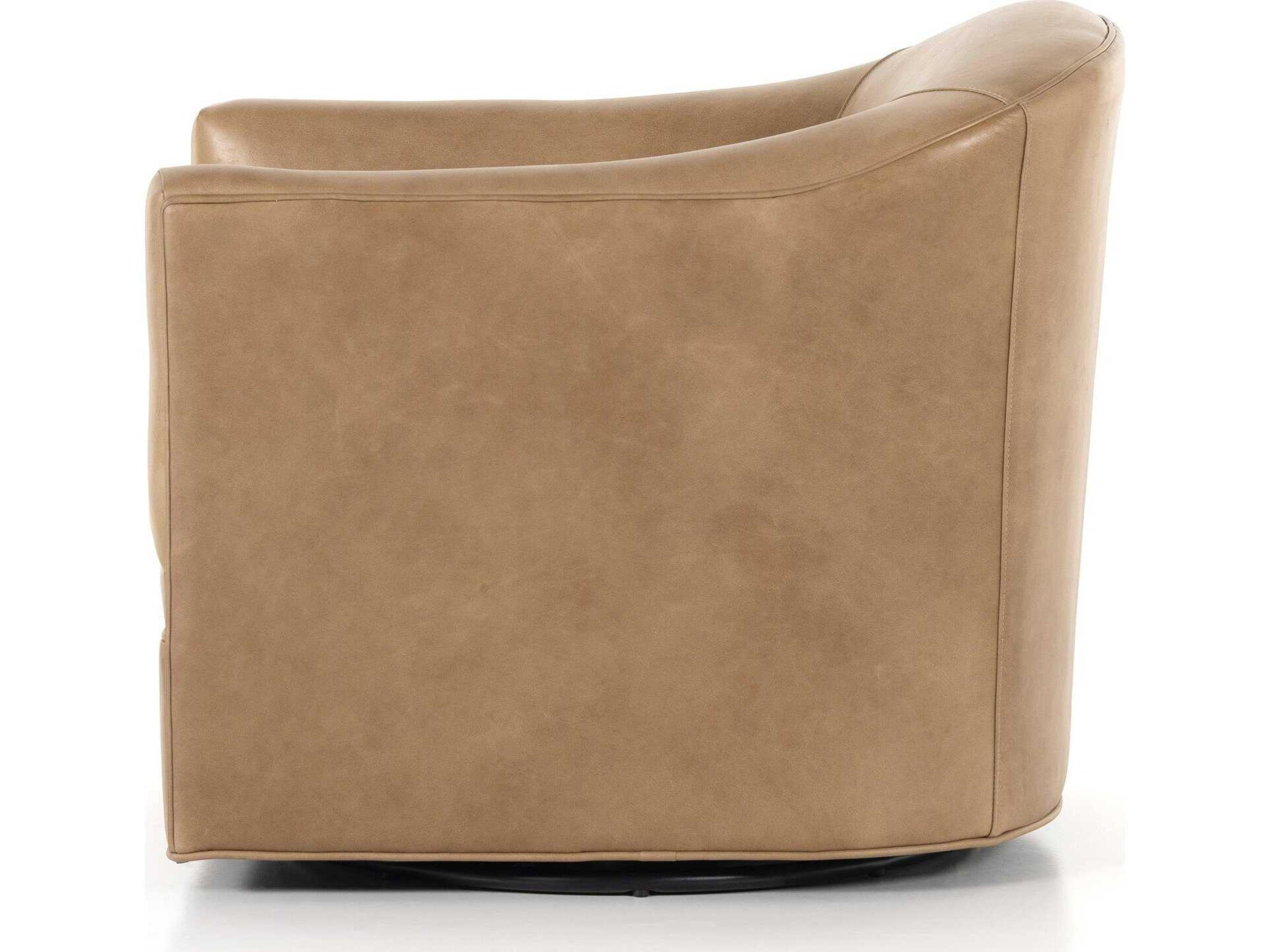 Four Hands Highland Quinton Brown Leather Accent Chair