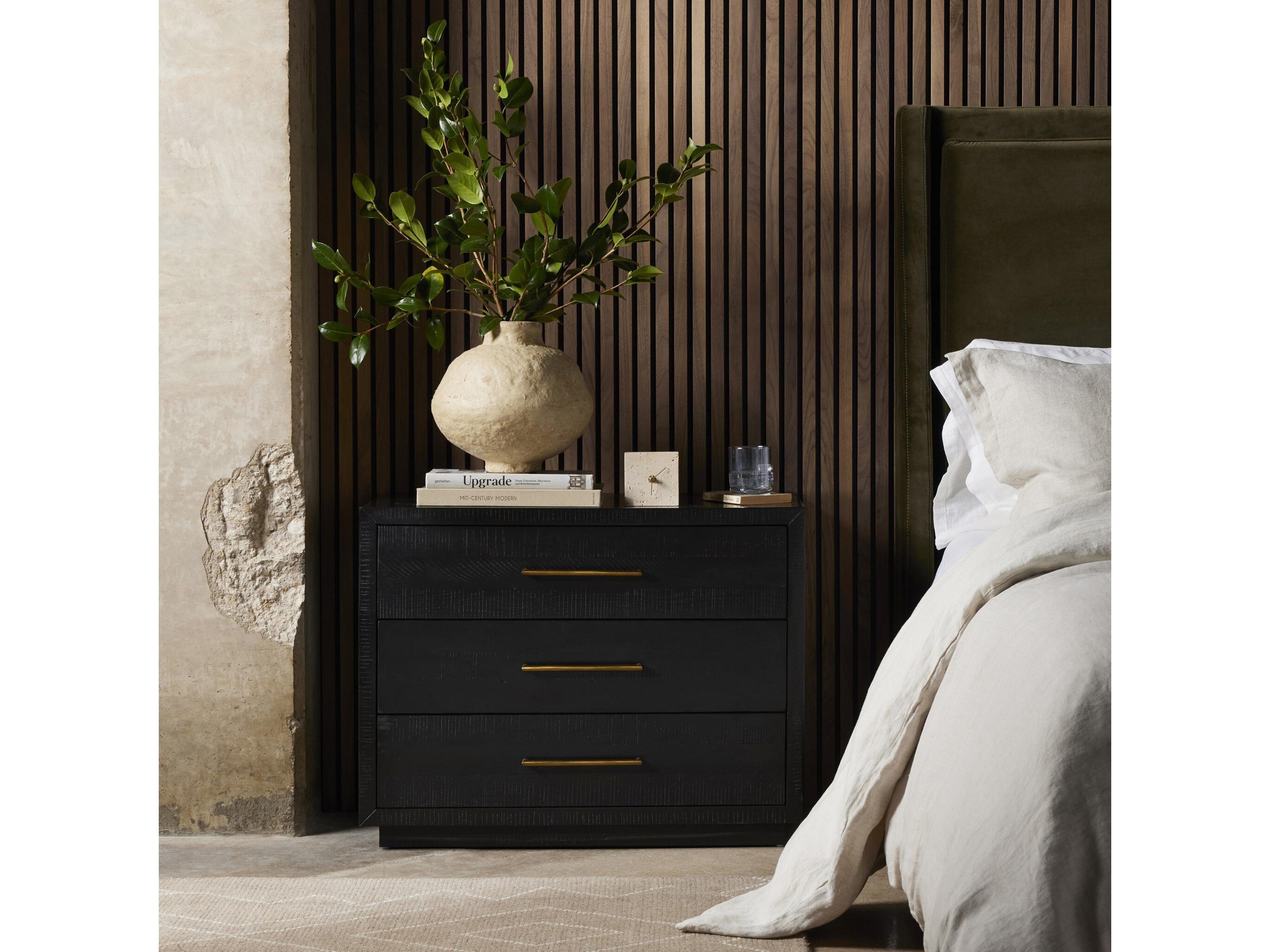 Four Hands Hadley Suki Burnished Black  Large Nightstand