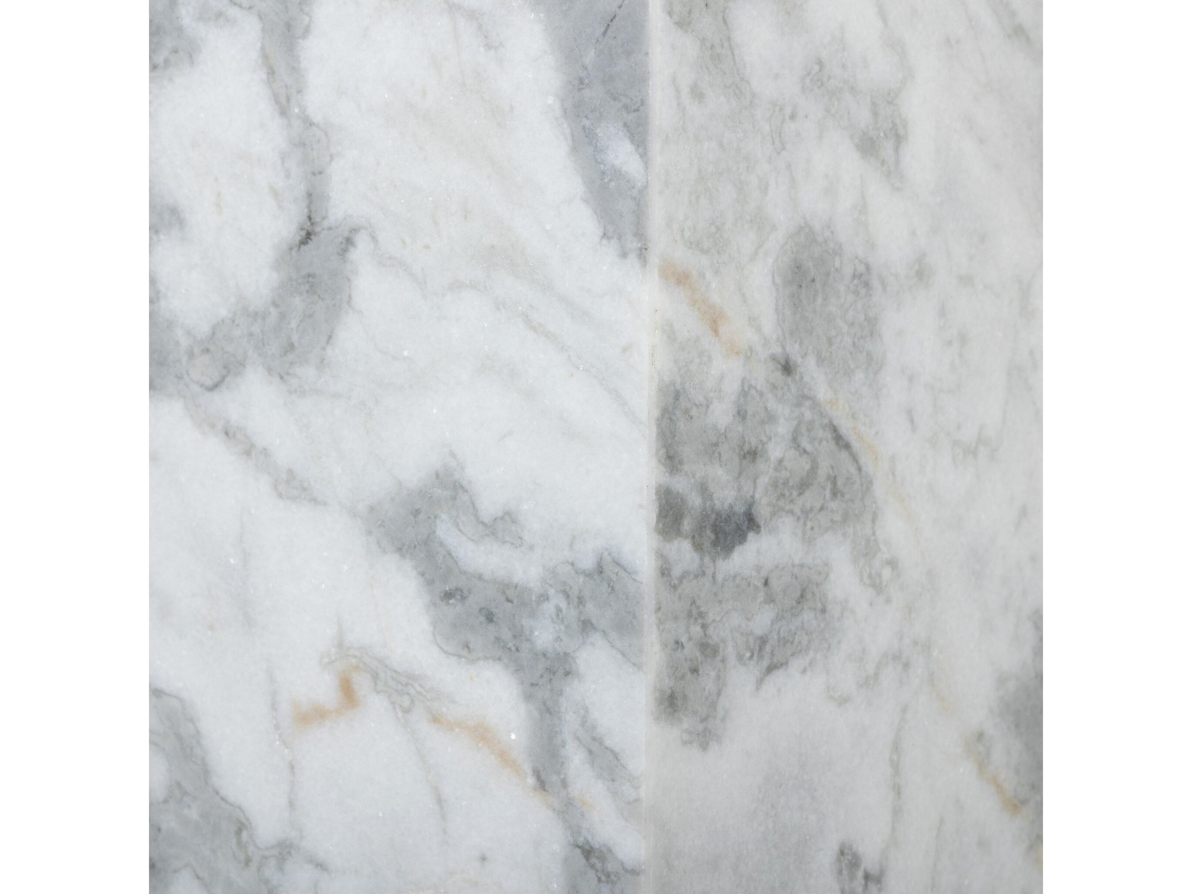 Four Hands Rockwell Modern White & Grey Speckled Marble   Small Pedestal