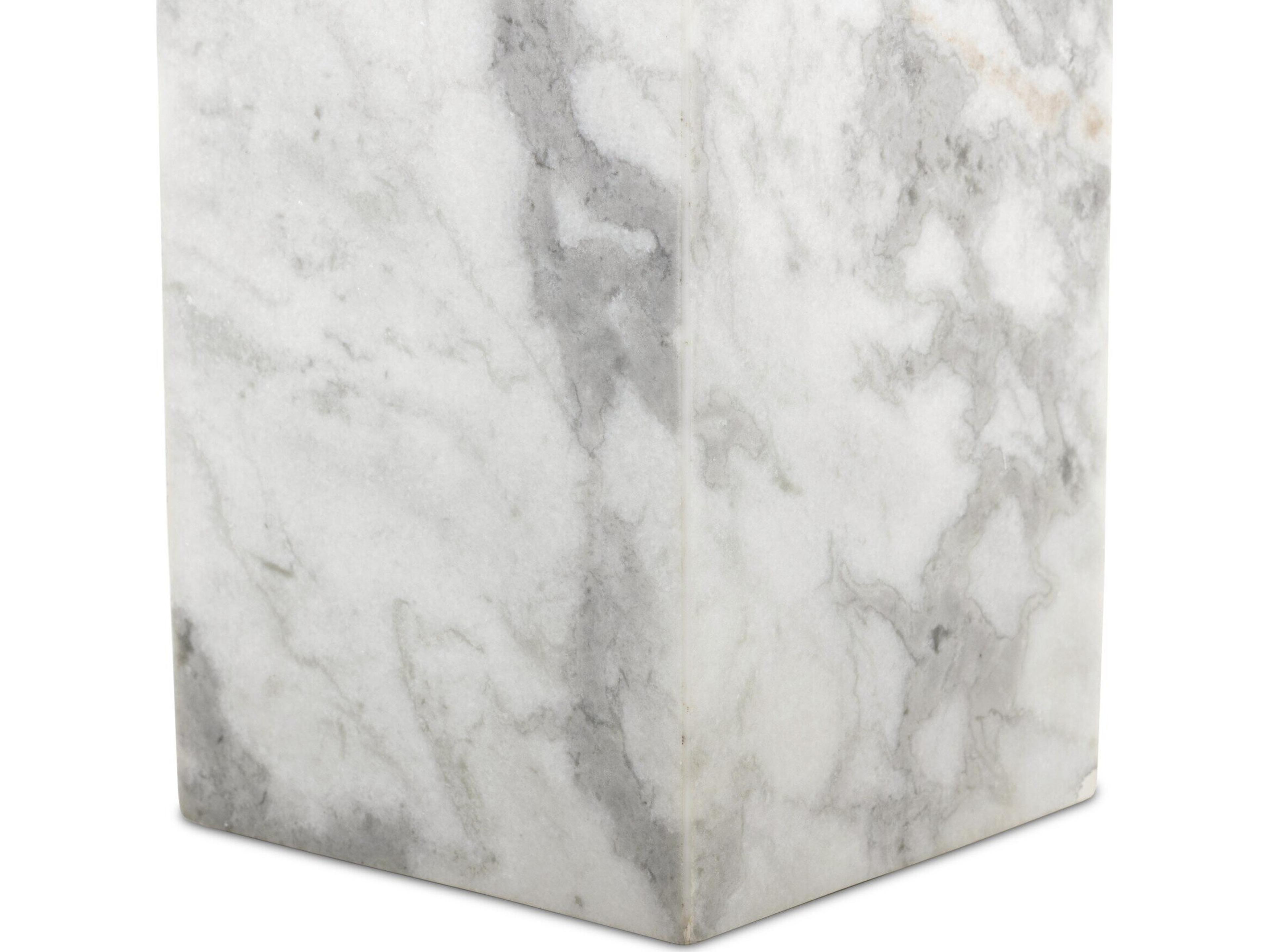 Four Hands Rockwell Square White And Grey Speckled Marble End Table