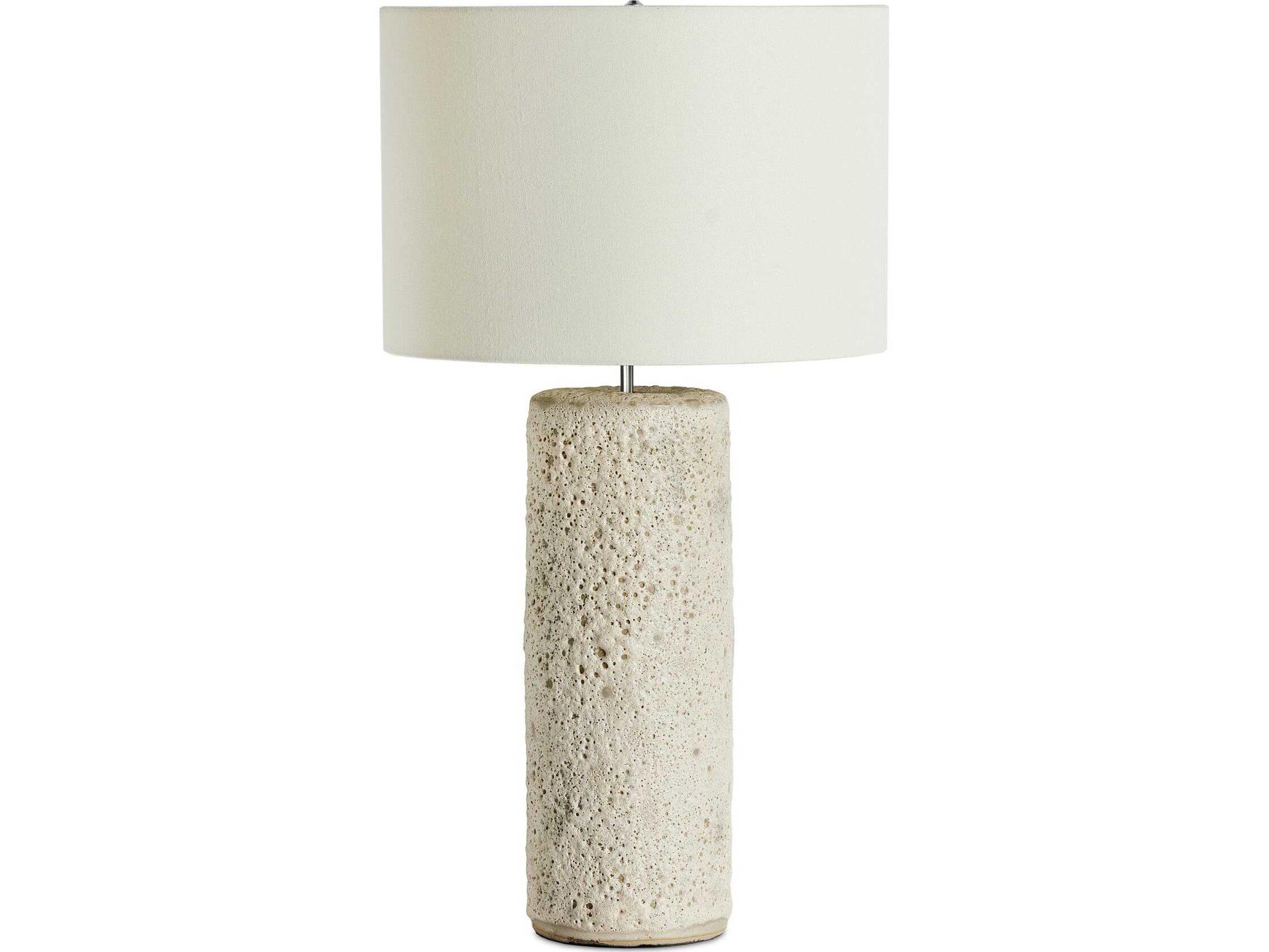 Four Hands Ryker Ozer Reactive White Glaze Table Lamp