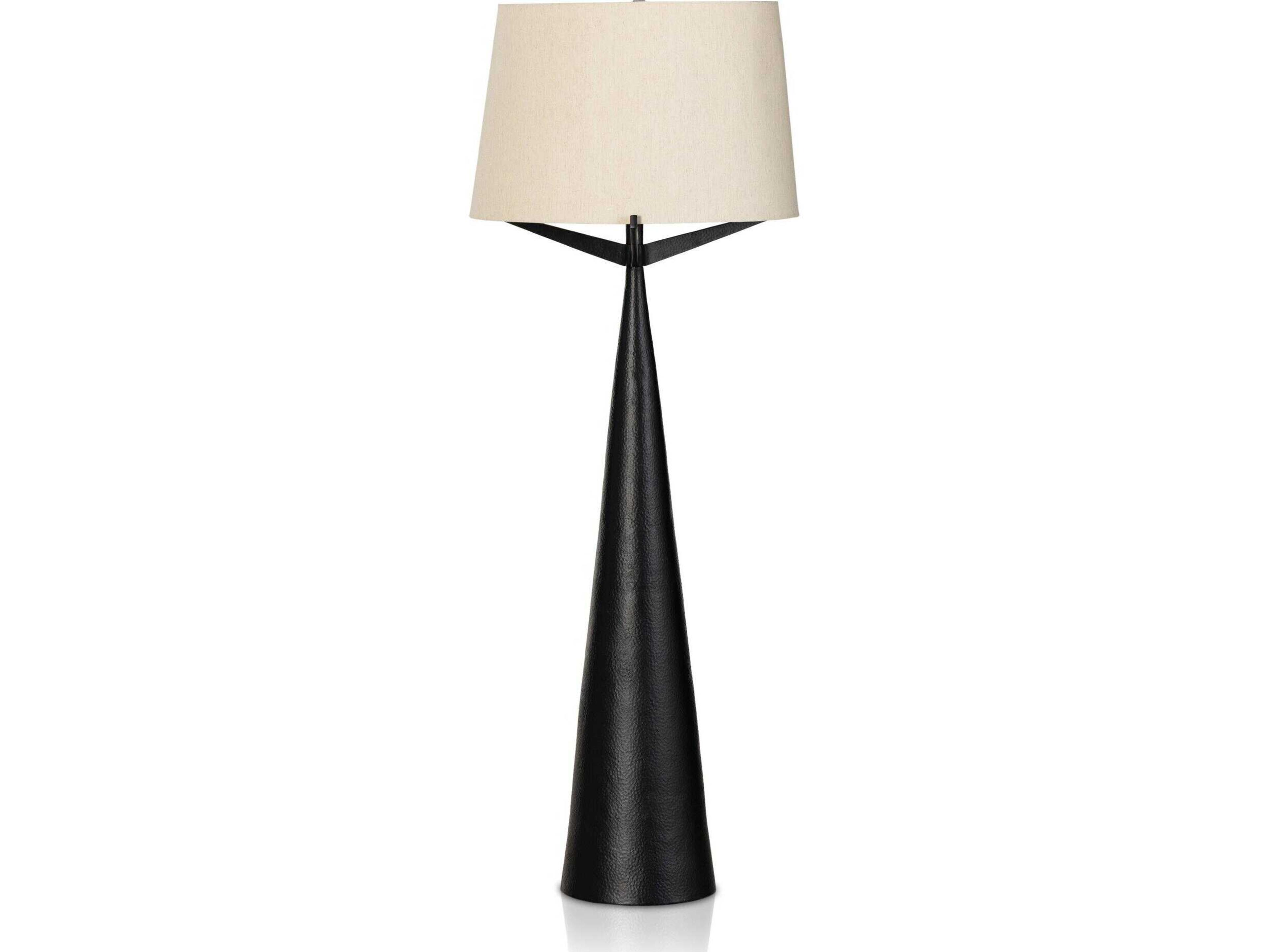 Four Hands Asher Ziggy Hammered Black Aluminum Floor Lamp