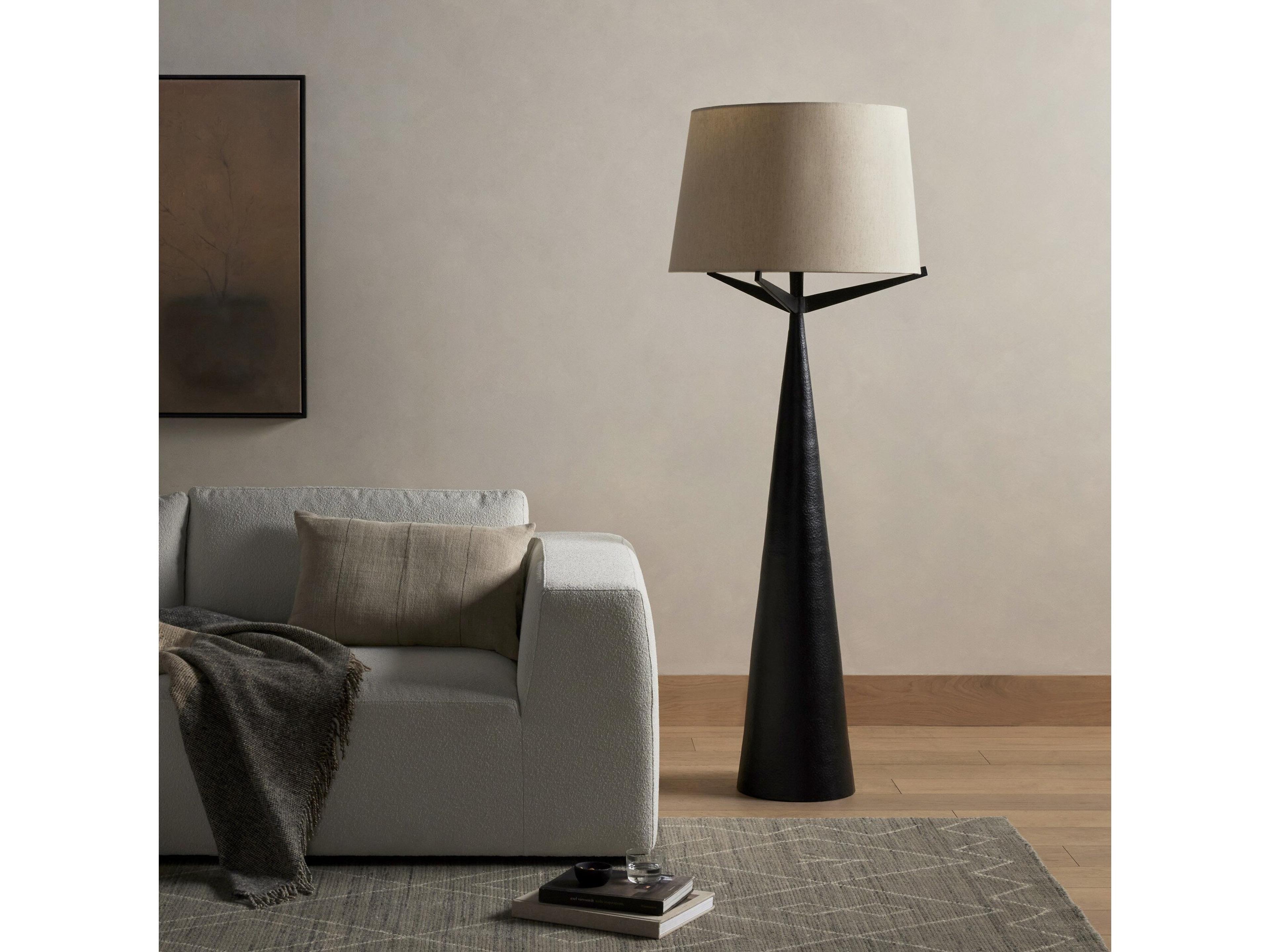 Four Hands Asher Ziggy Hammered Black Aluminum Floor Lamp