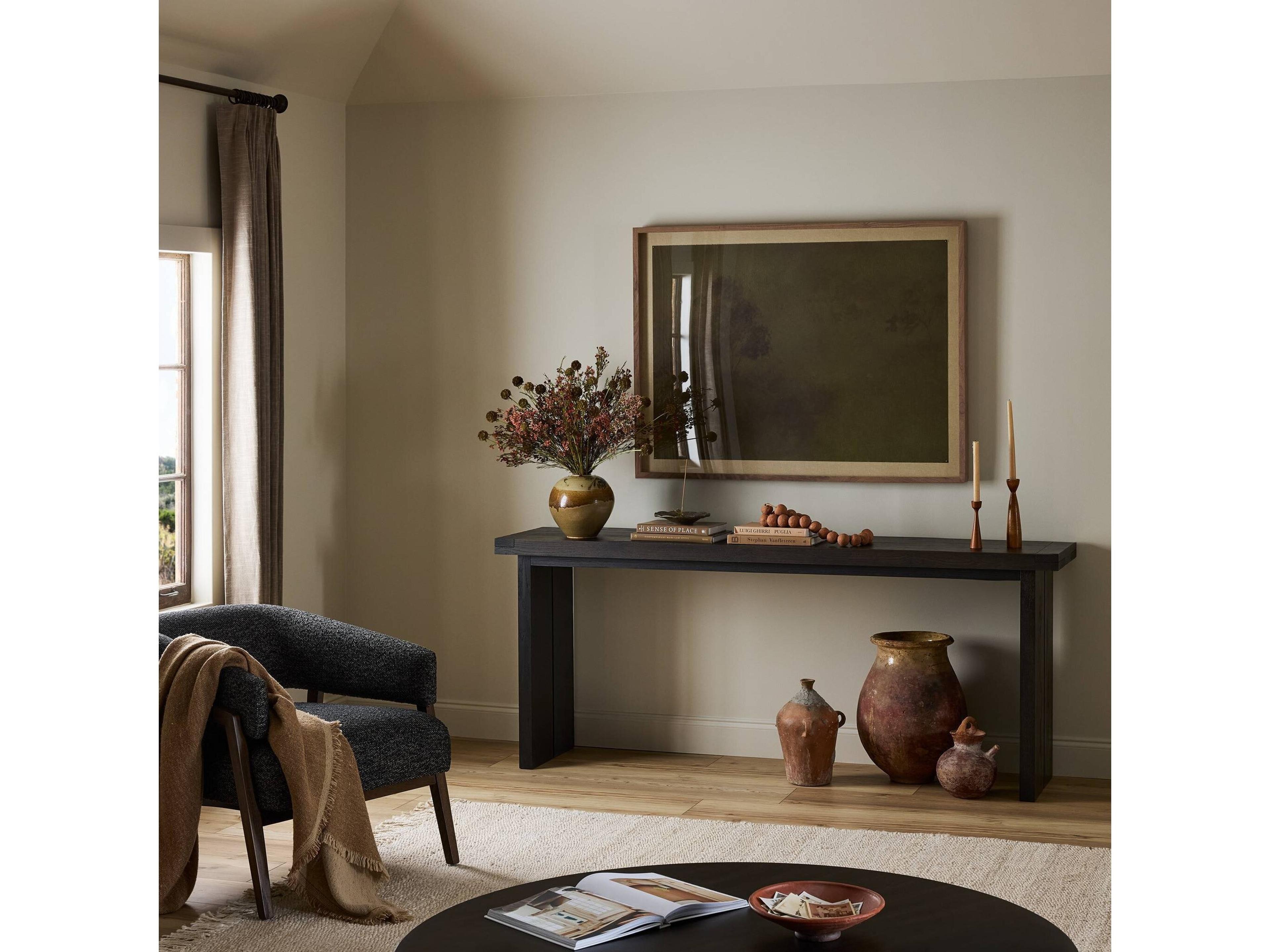 Four Hands Bennett Warby Worn Black Veneer Console Table