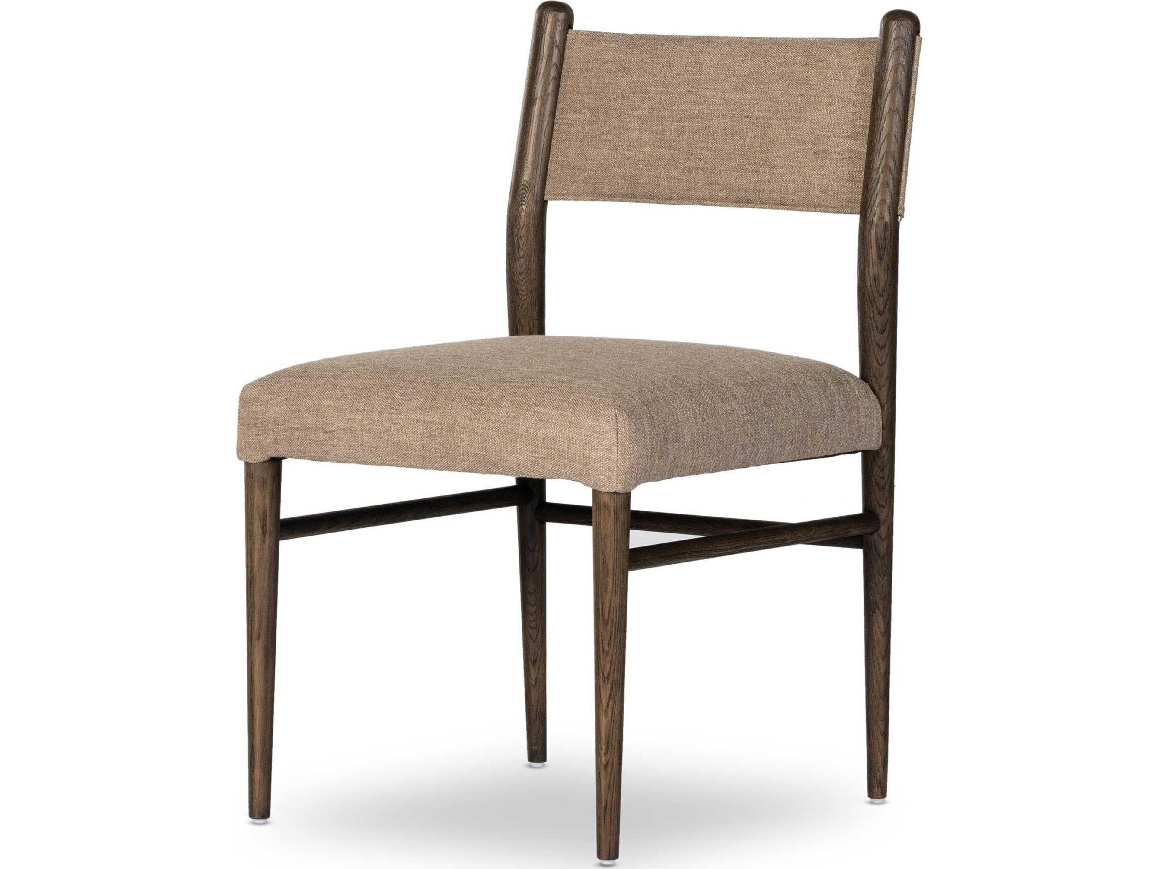 Caswell Morena Oak Wood Brown Upholstered Side Dining Chair