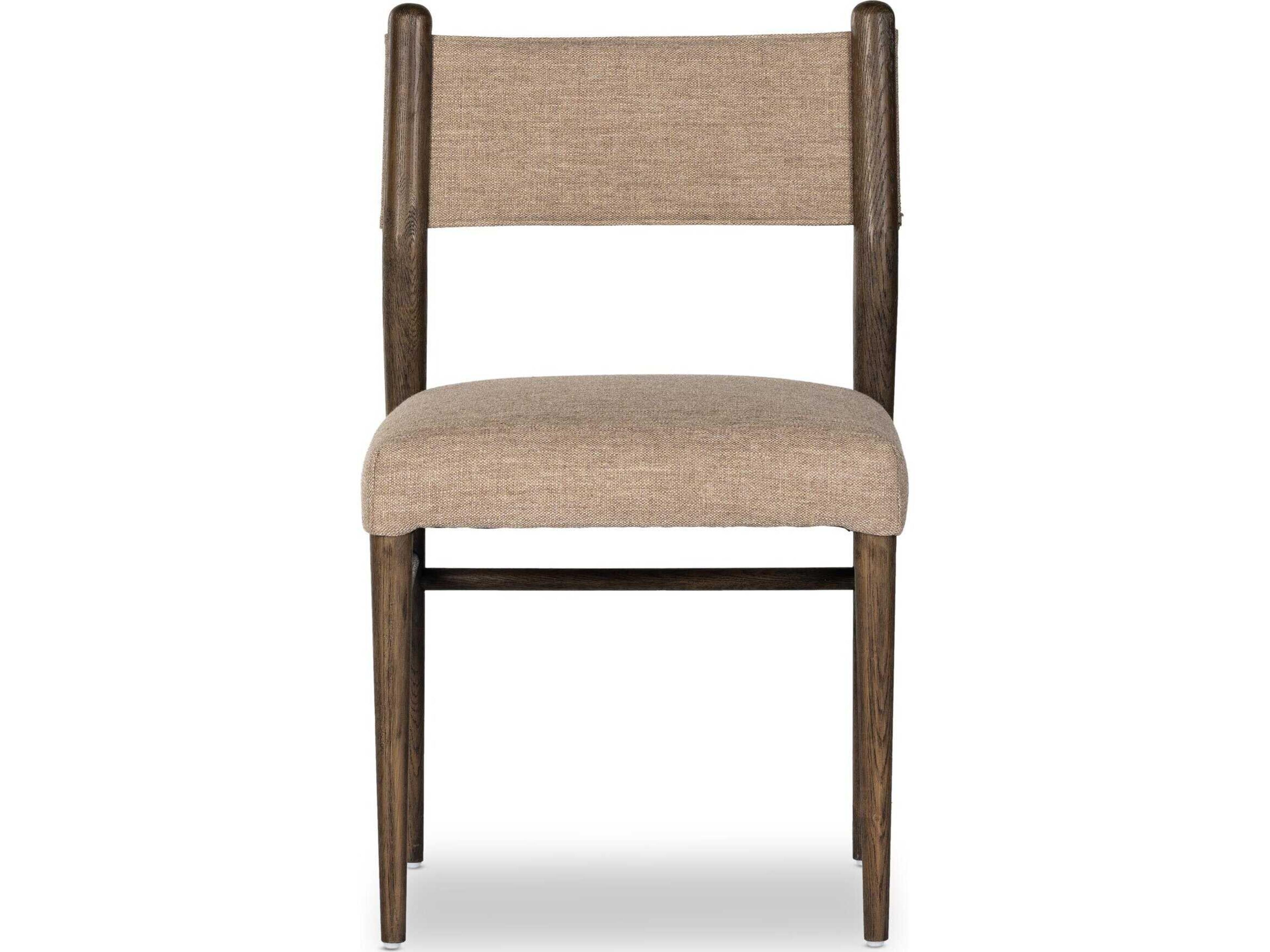 Four Hands Caswell Morena Oak Wood Brown Upholstered Side Dining Chair