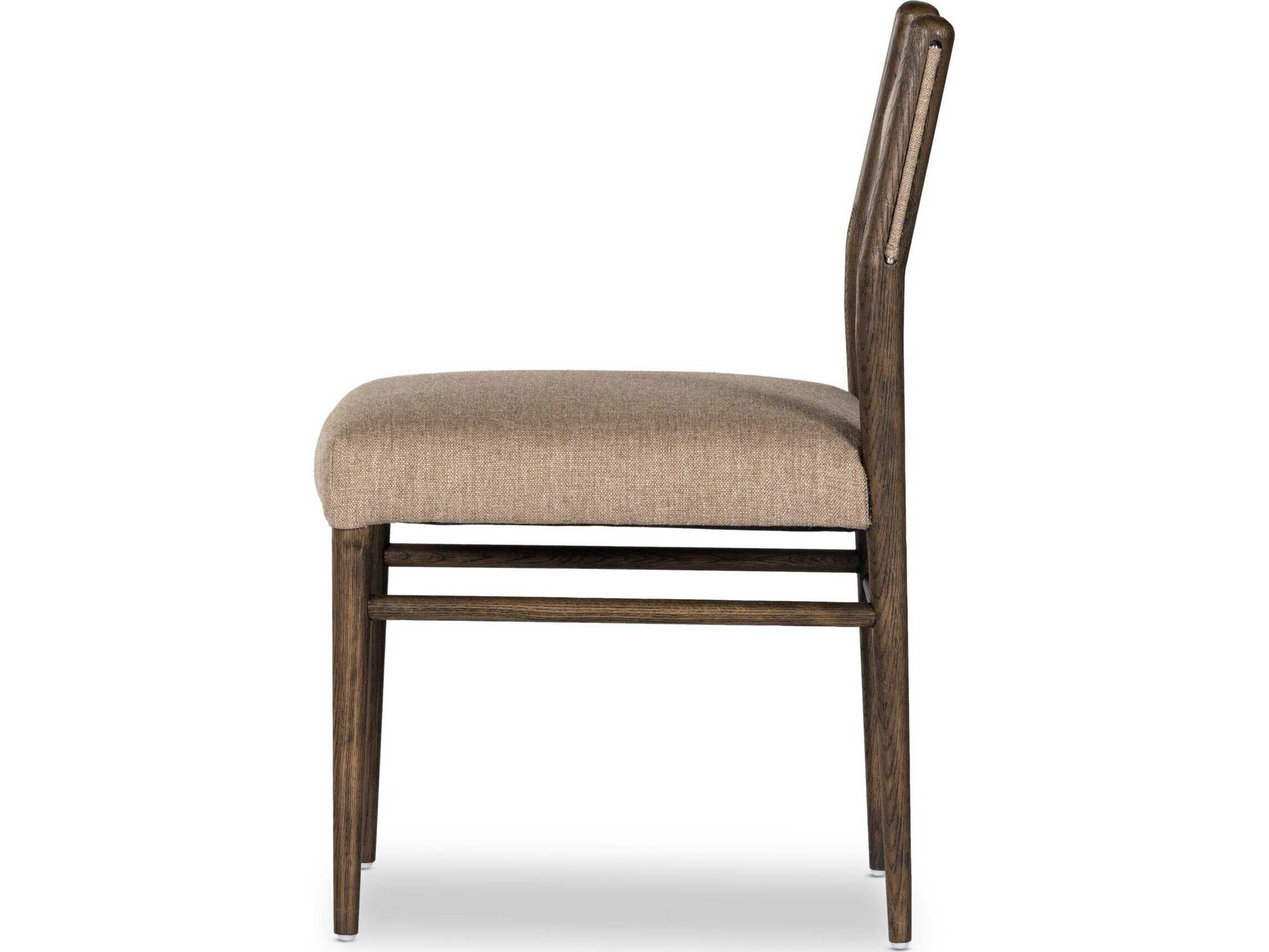 Four Hands Caswell Morena Oak Wood Brown Upholstered Side Dining Chair
