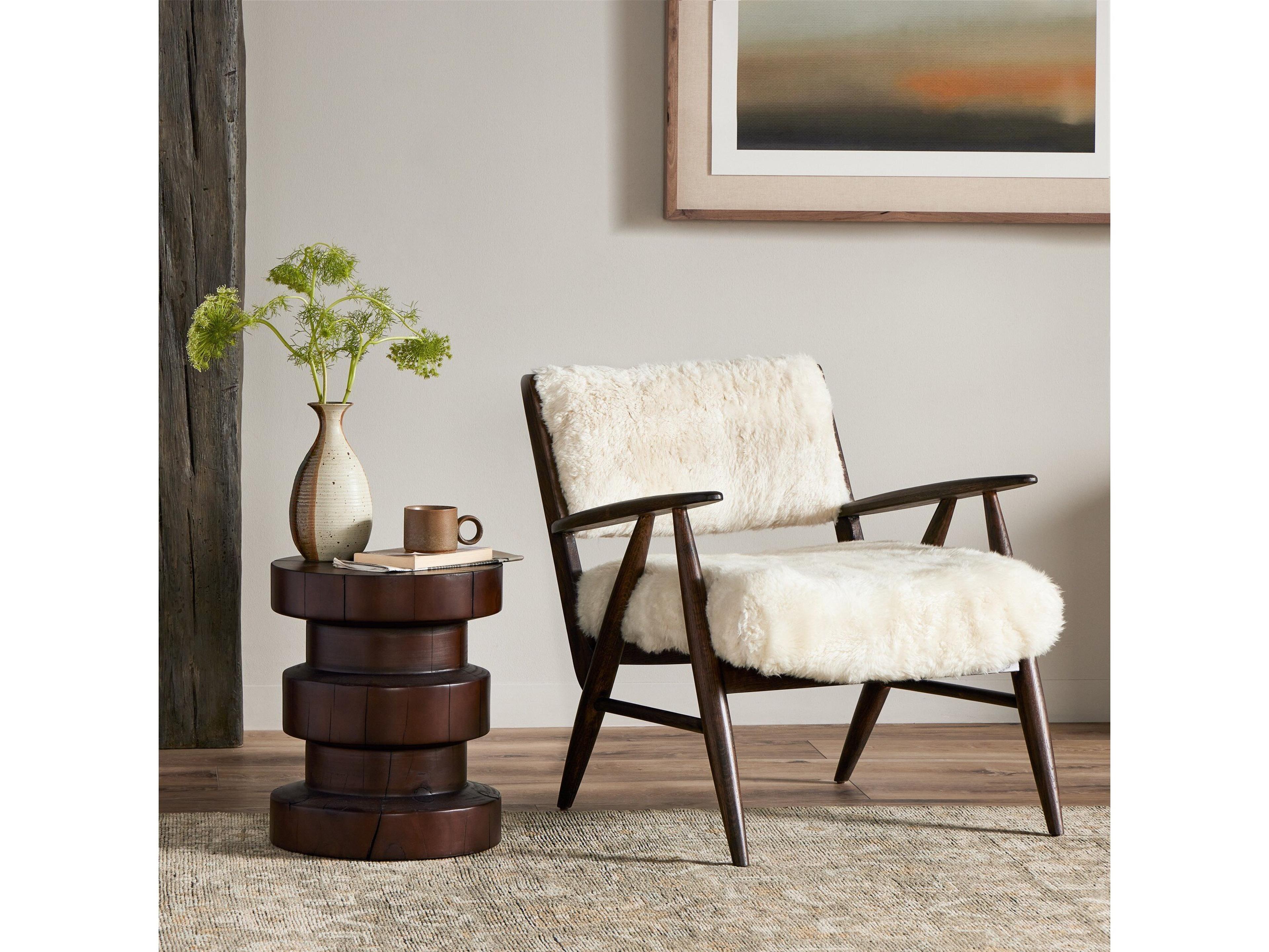 Four Hands Ashford Papile Fur Cream Accent Chair