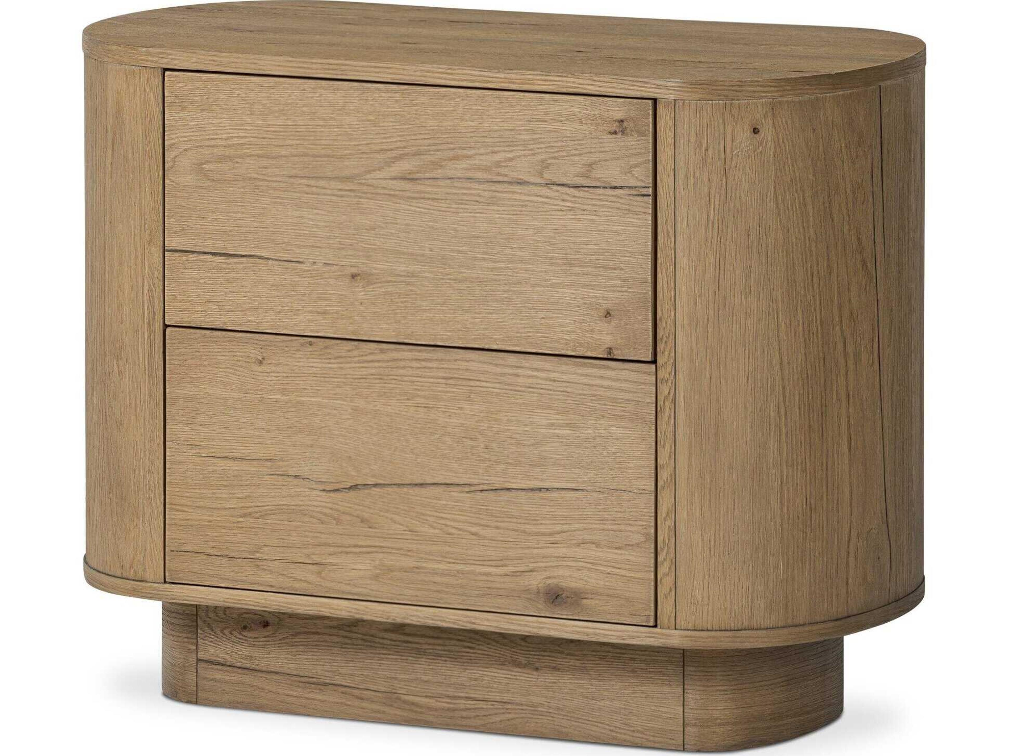 Haiden Paden Worn Oak Veneer Oak Wood Nightstand