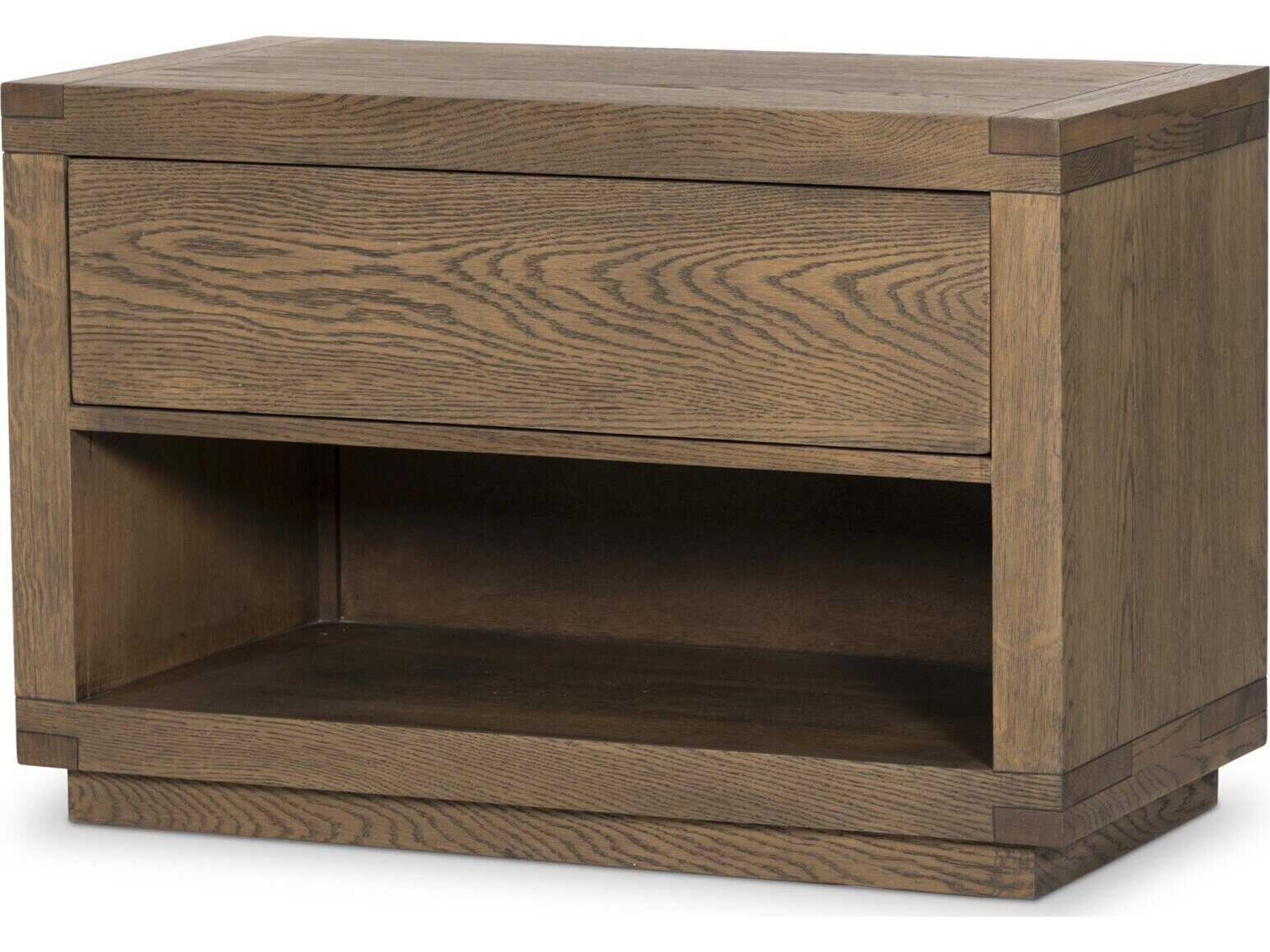 Bennett 1-Drawer Brown Oak Wood Nightstand