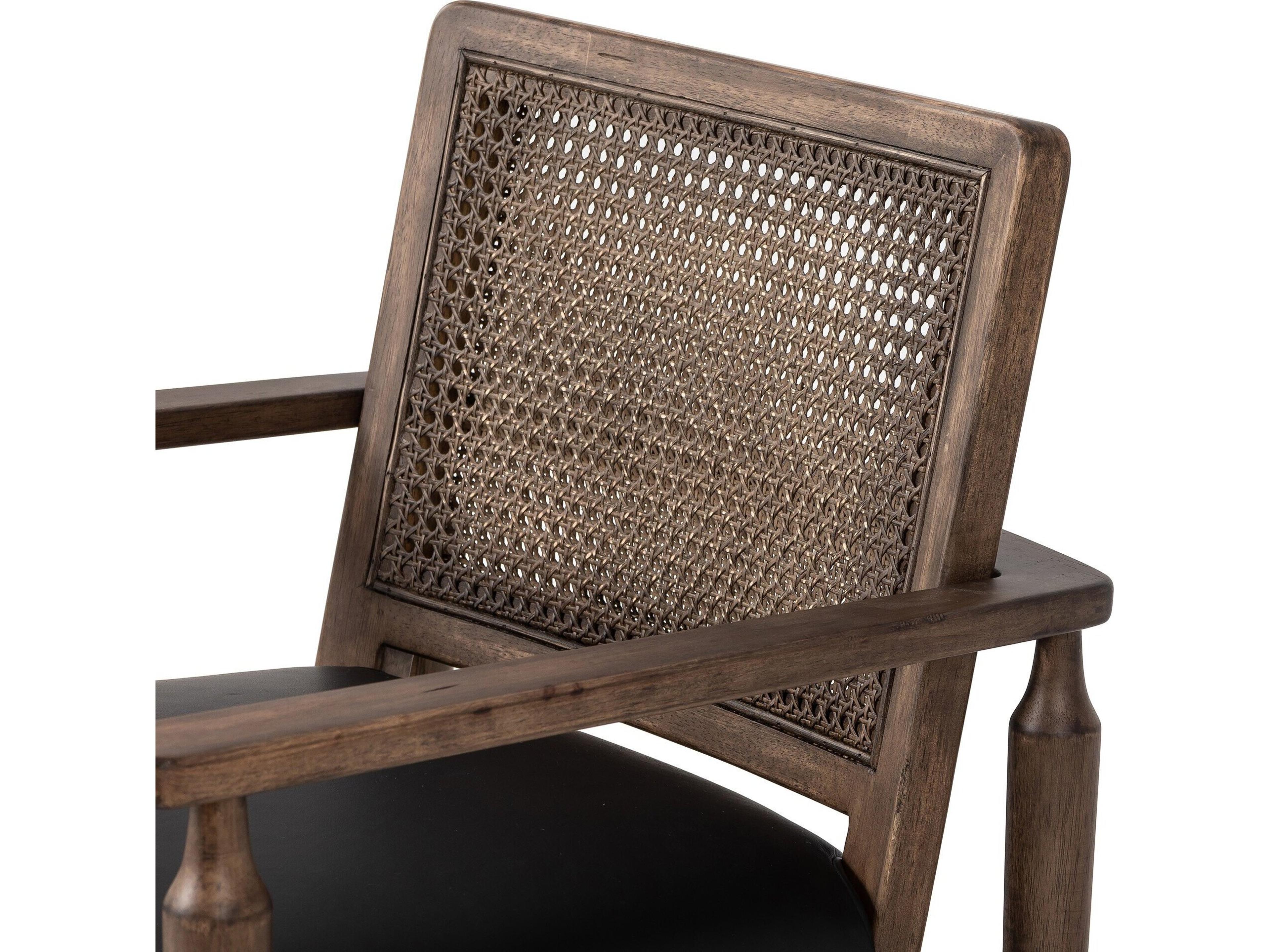 Four Hands Kensington Xavier Black Leather Arm Dining Chair