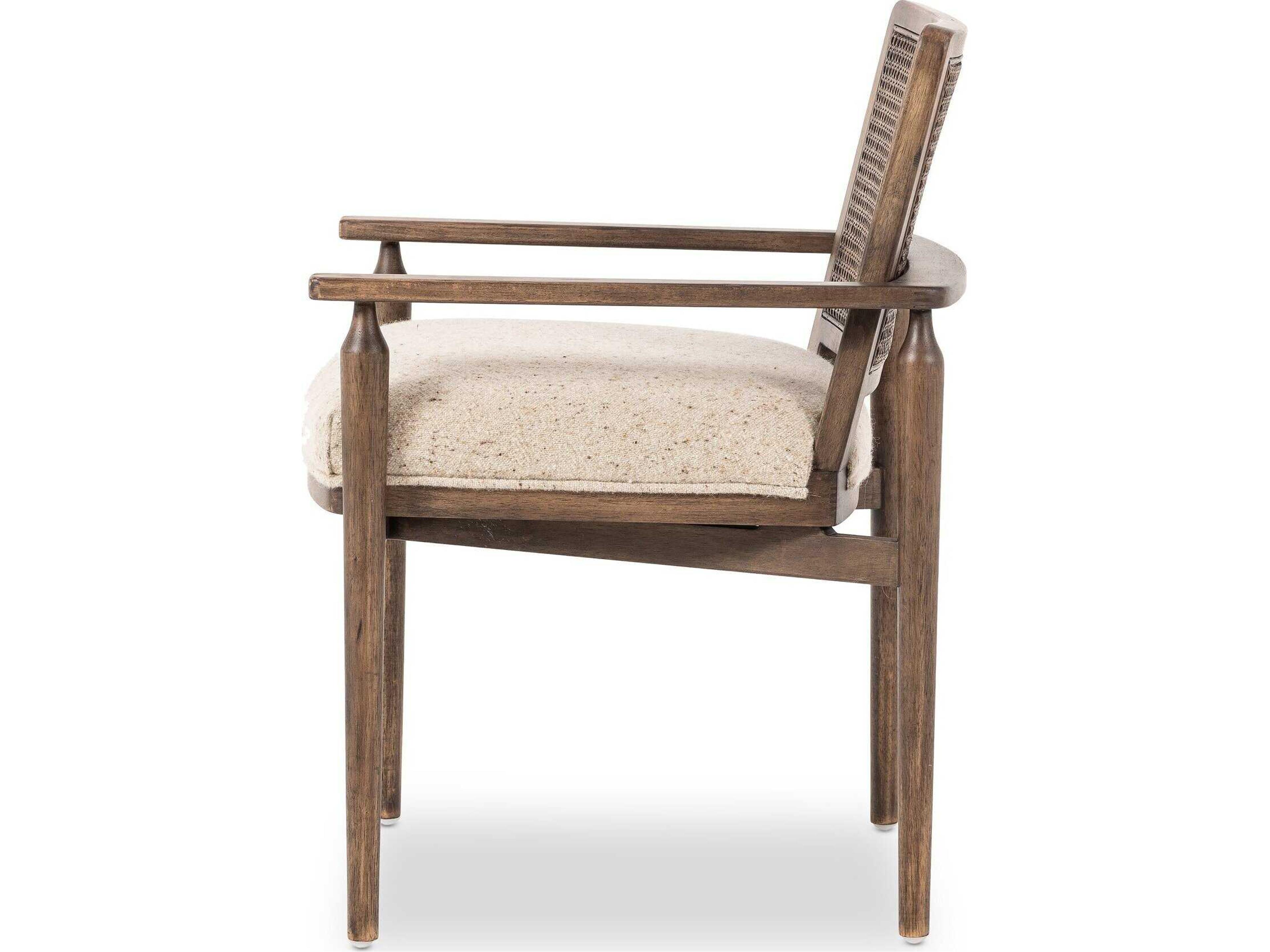 Four Hands Kensington Xavier Parrawood Brown Upholstered Arm Dining Chair