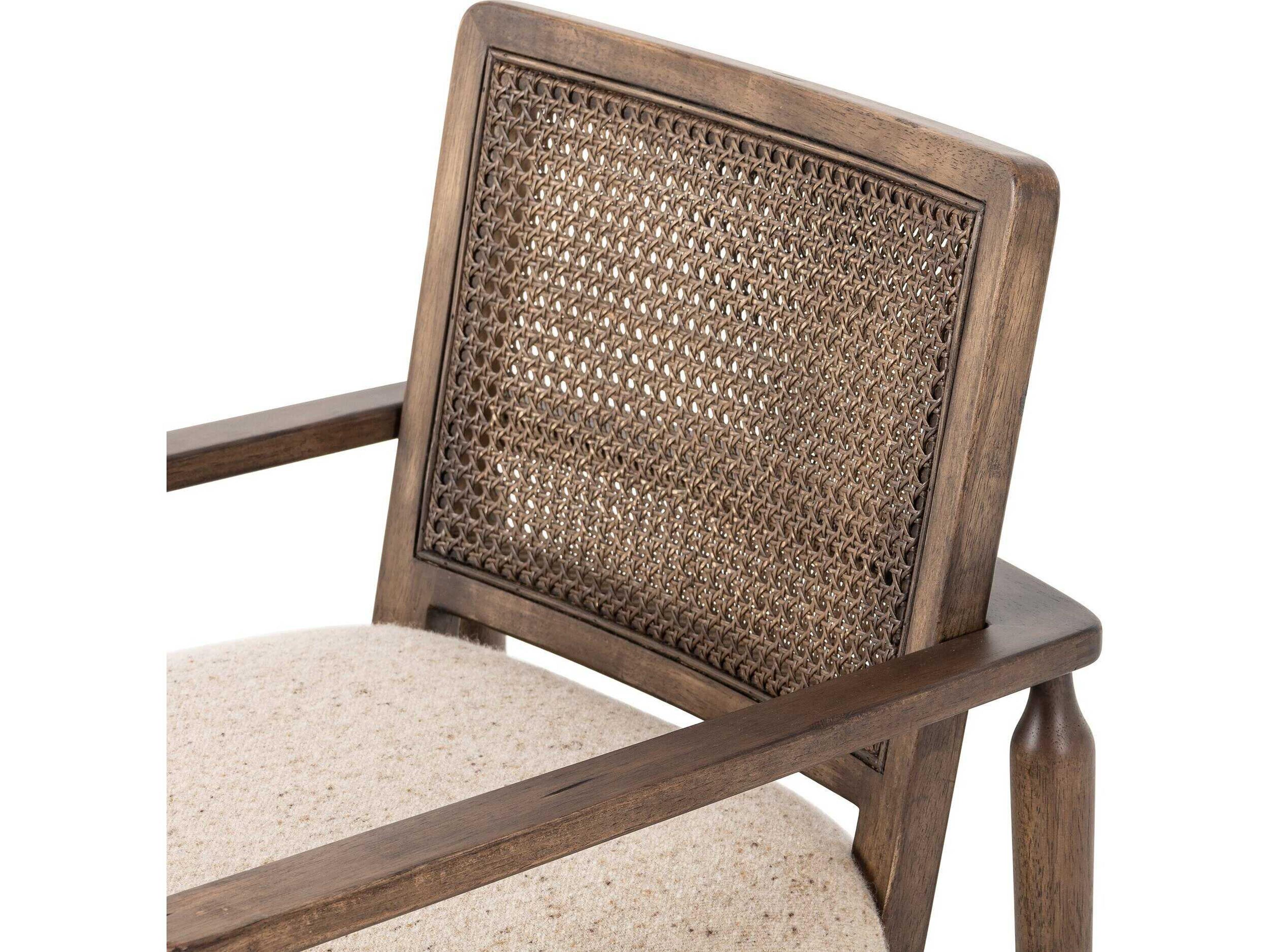 Four Hands Kensington Xavier Parrawood Brown Upholstered Arm Dining Chair