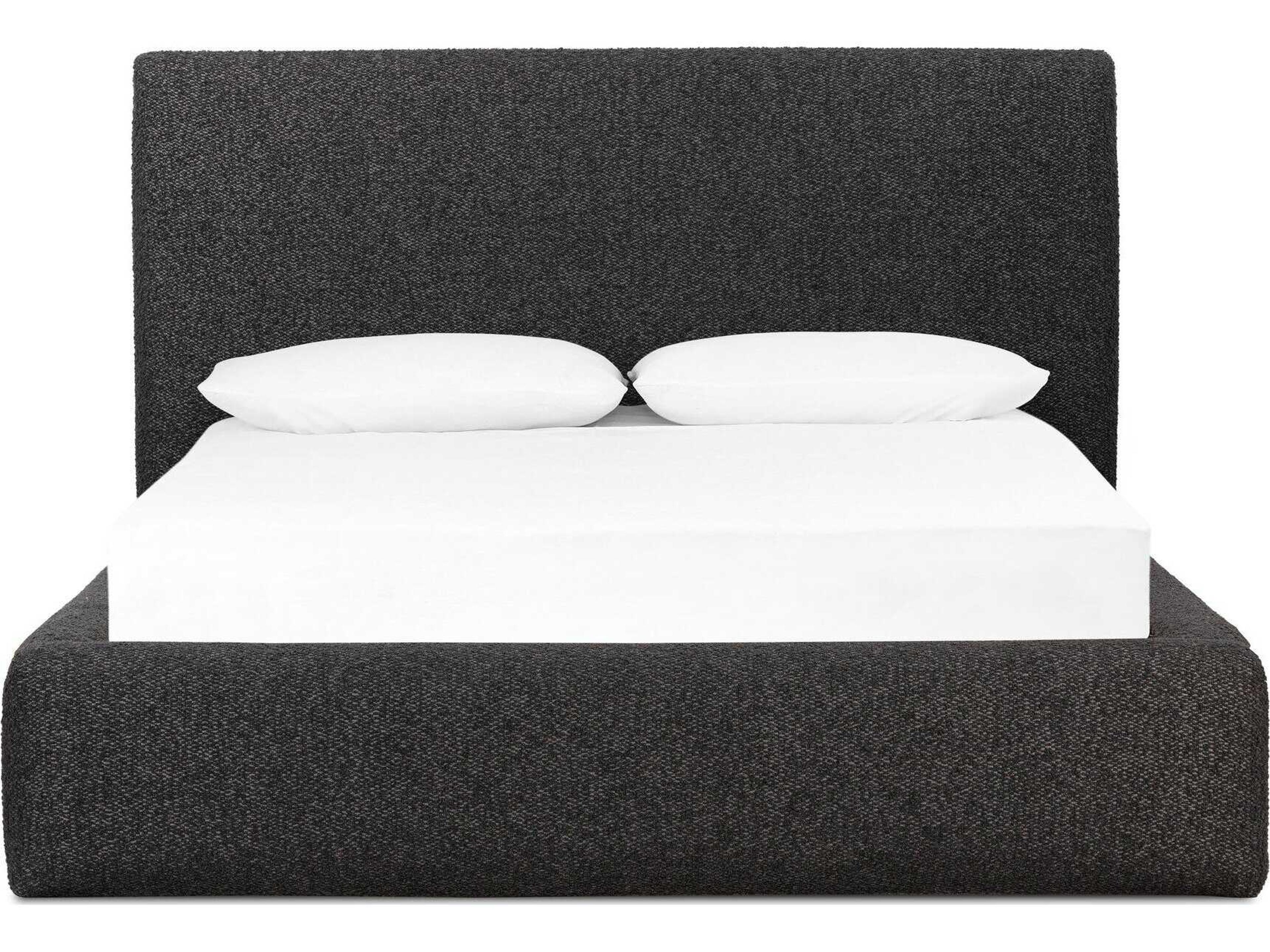 Four Hands Easton Quincy Lisbon Charcoal Black Parrawood Upholstered Queen Platform Bed