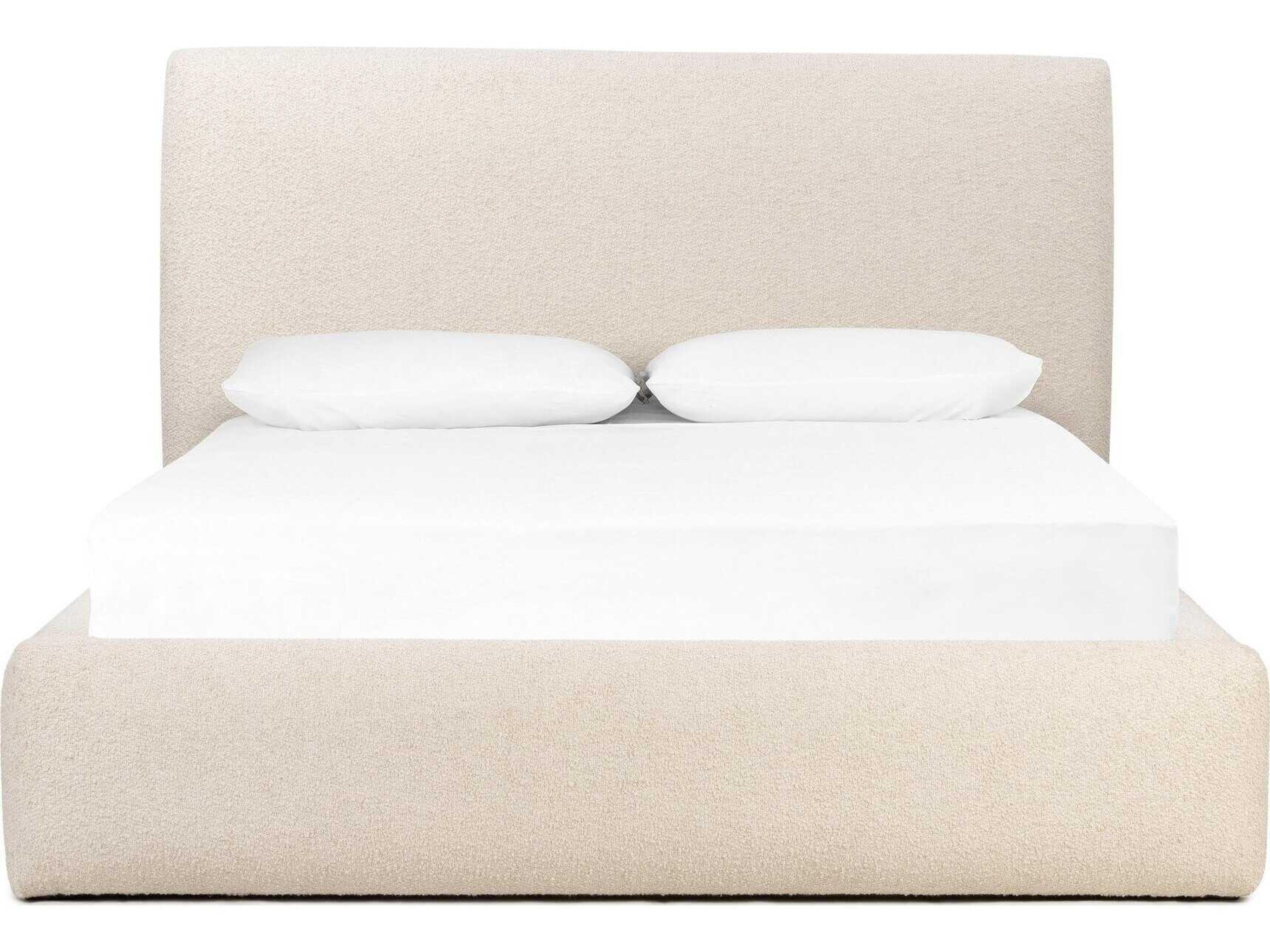 Four Hands Easton Quincy Lisbon Cream Black Beige Parrawood Upholstered Queen Platform Bed