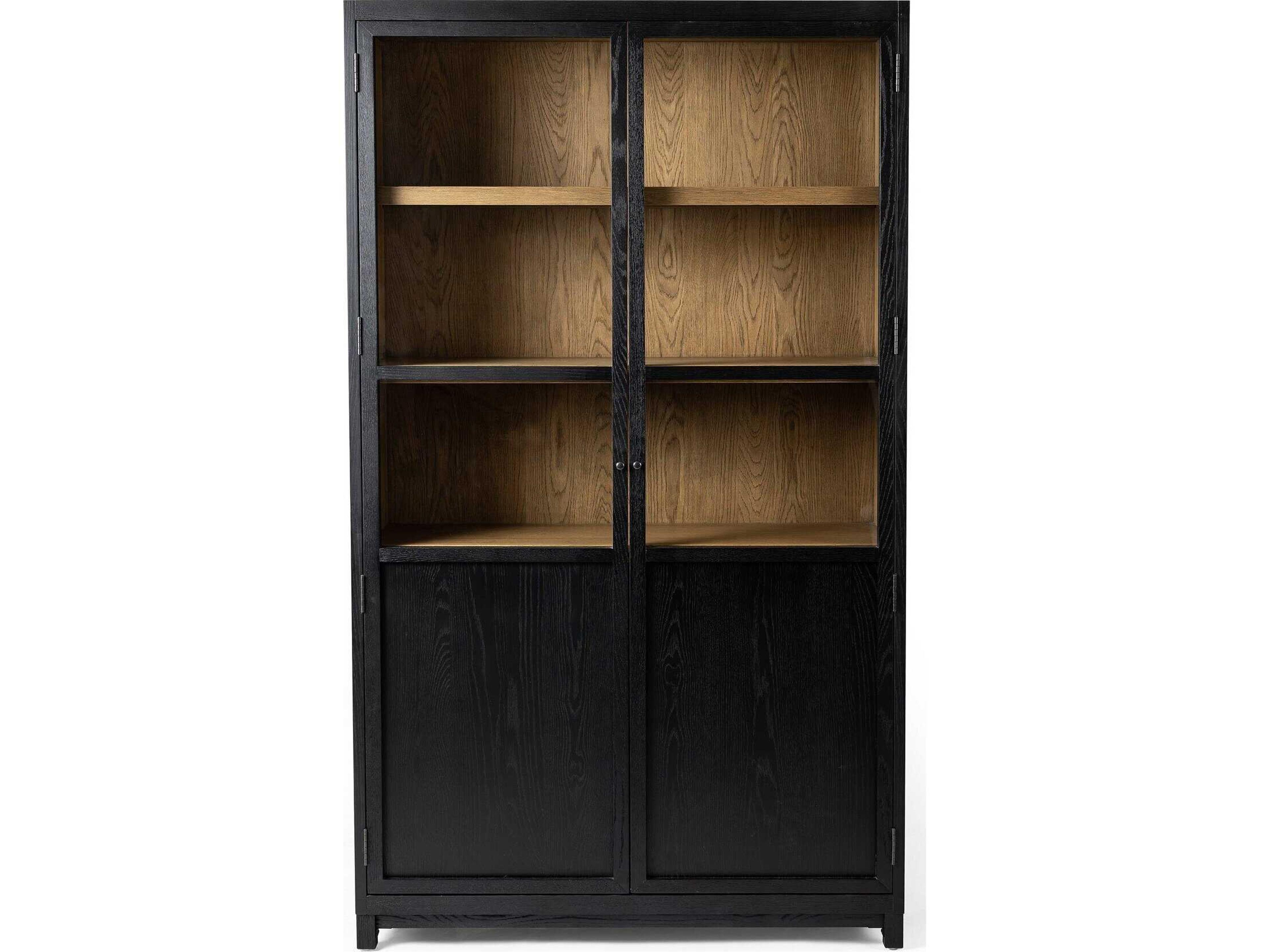 Four Hands Irondale Millie Oak Wood Drifted Matte Black Display Cabinet