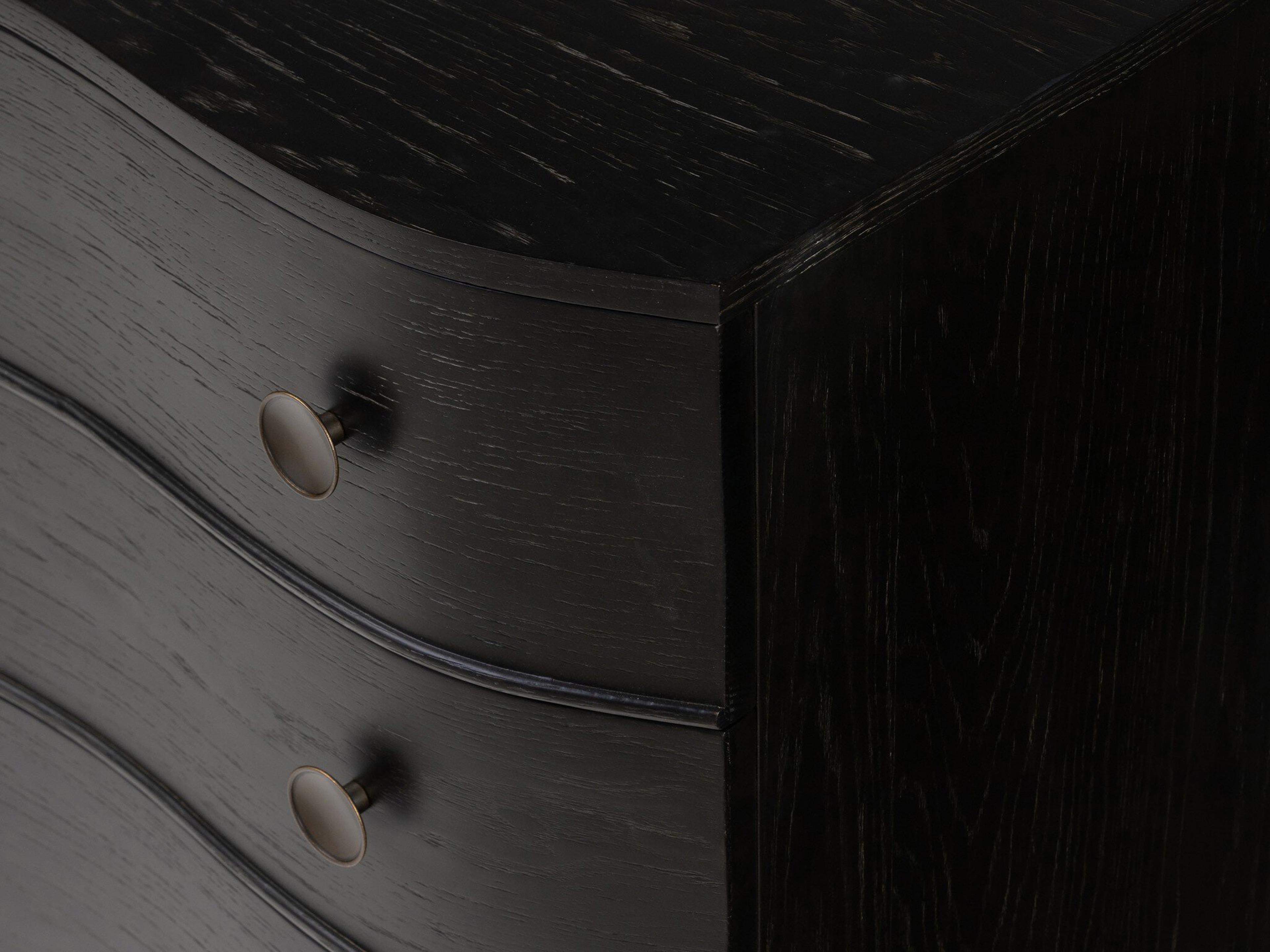 Four Hands Collins Tiago Distressed Black Oak Wood Nightstand