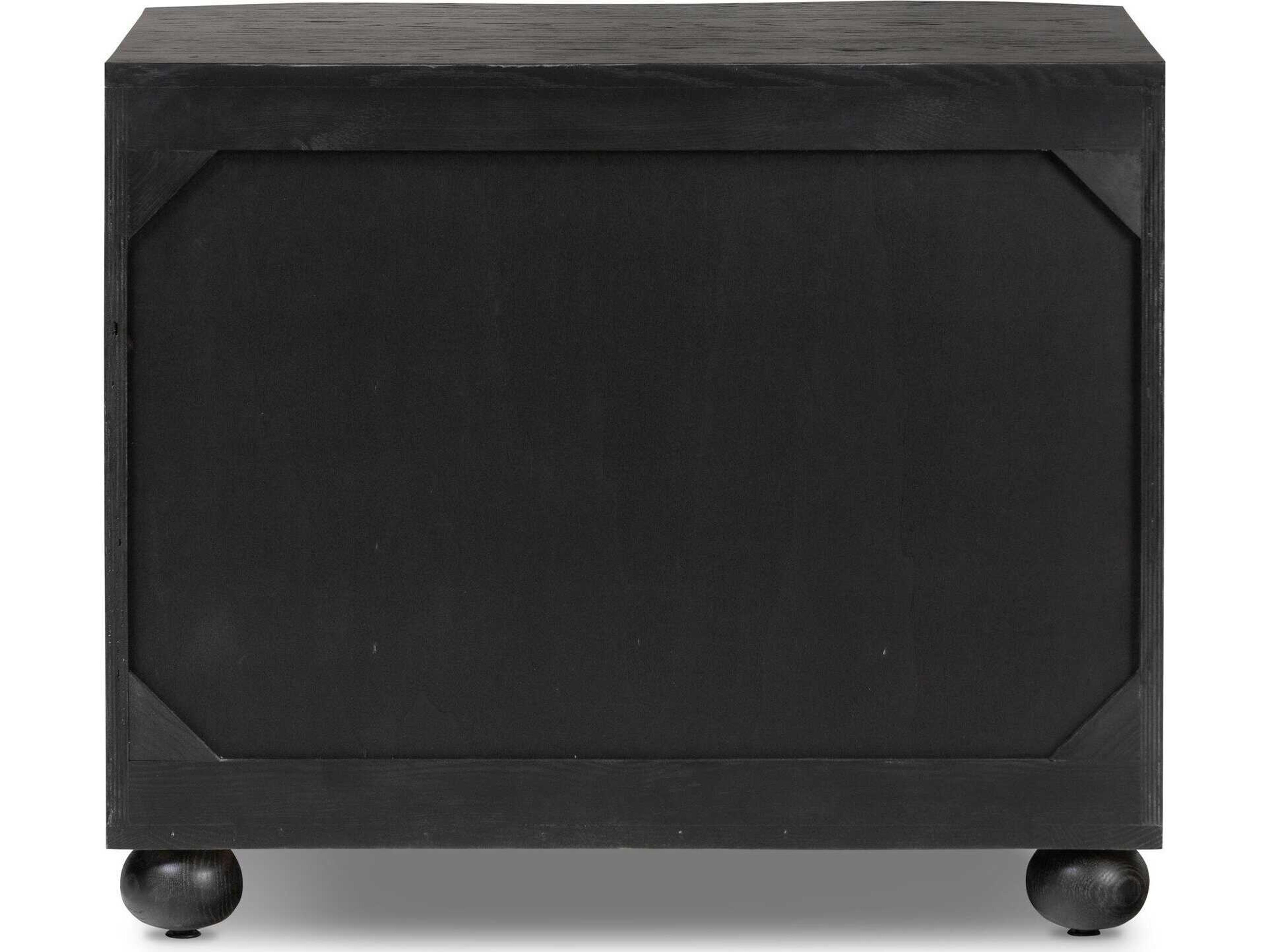Four Hands Collins Tiago Distressed Black Oak Wood Nightstand