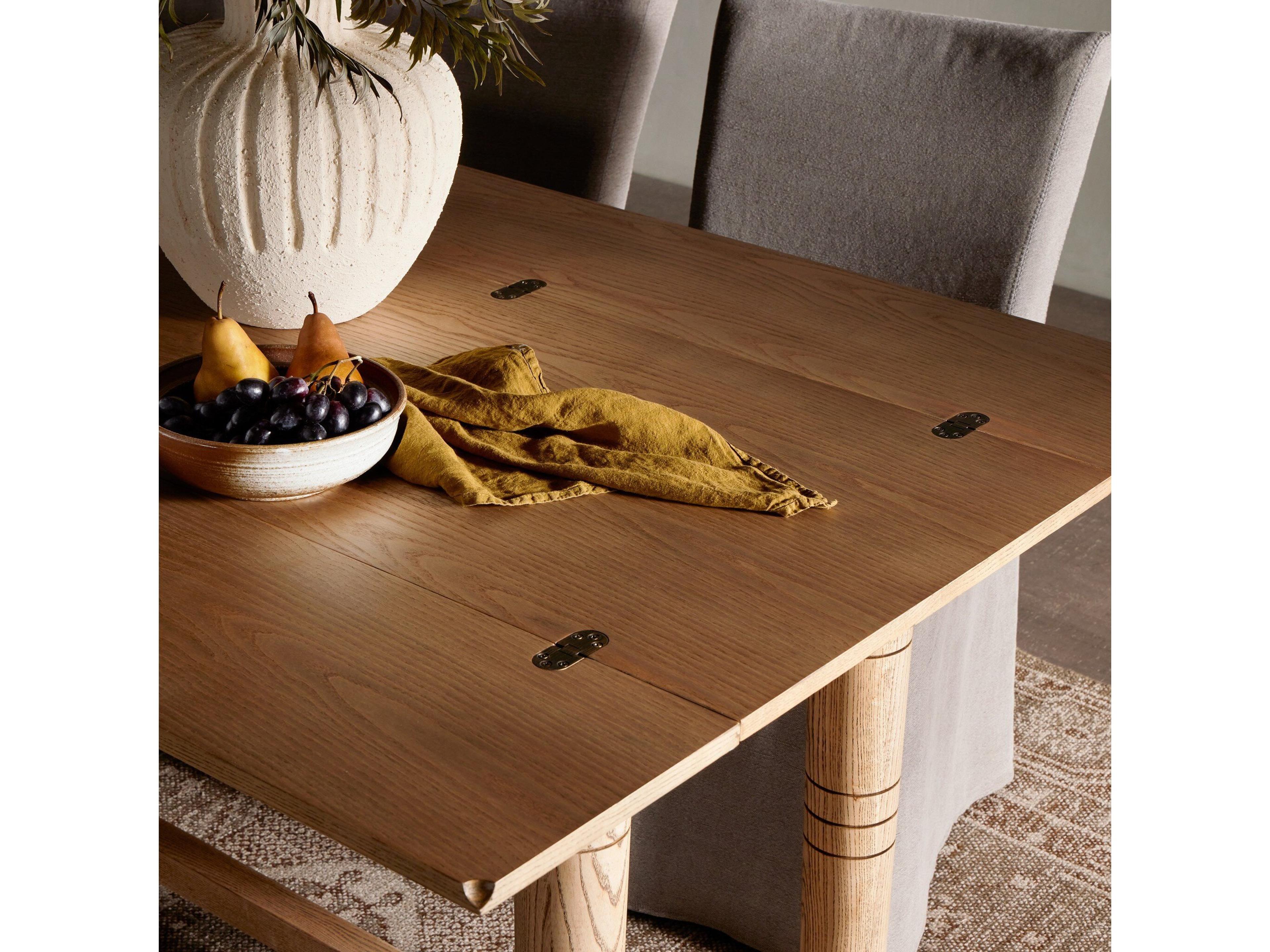 Four Hands Allston Flip Top Rectangular Wood Antique Brass Toasted Ash Console Table