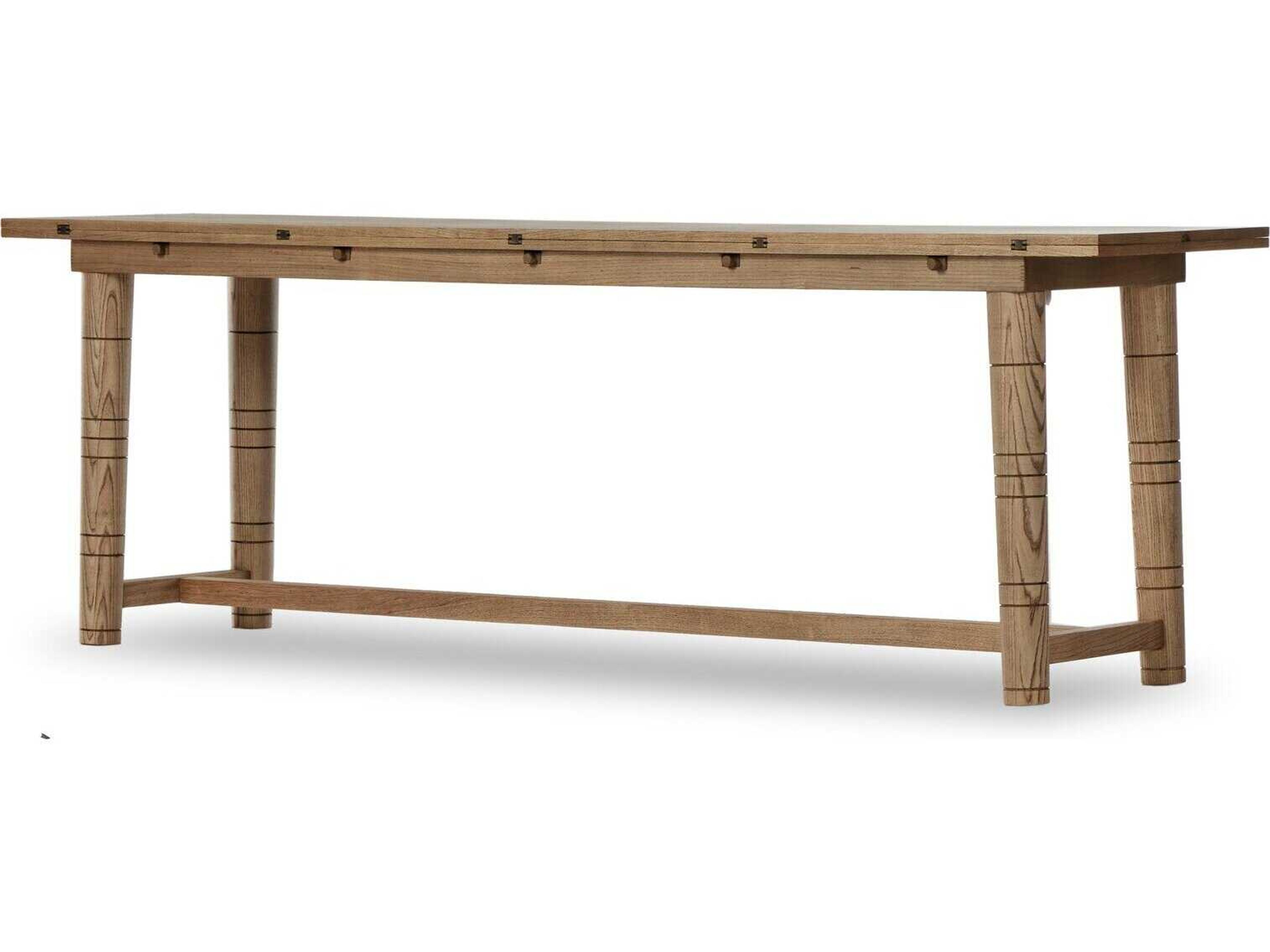 Four Hands Allston Flip Top Rectangular Wood Antique Brass Toasted Ash Console Table