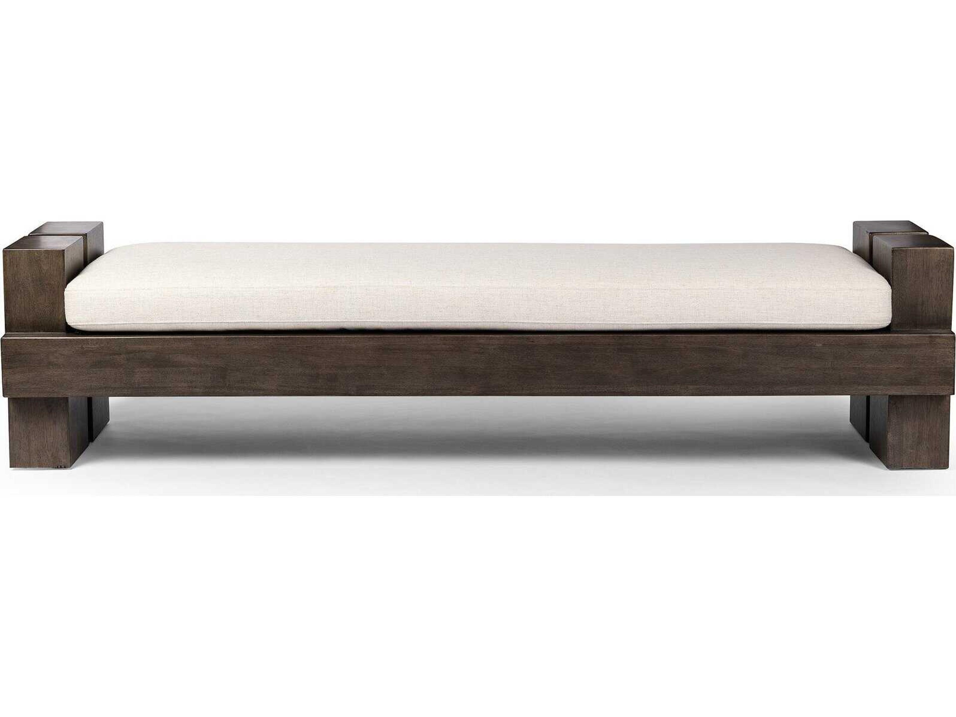 Four Hands Westgate Sienna Brown Alcala Cream Upholstered Accent Bench